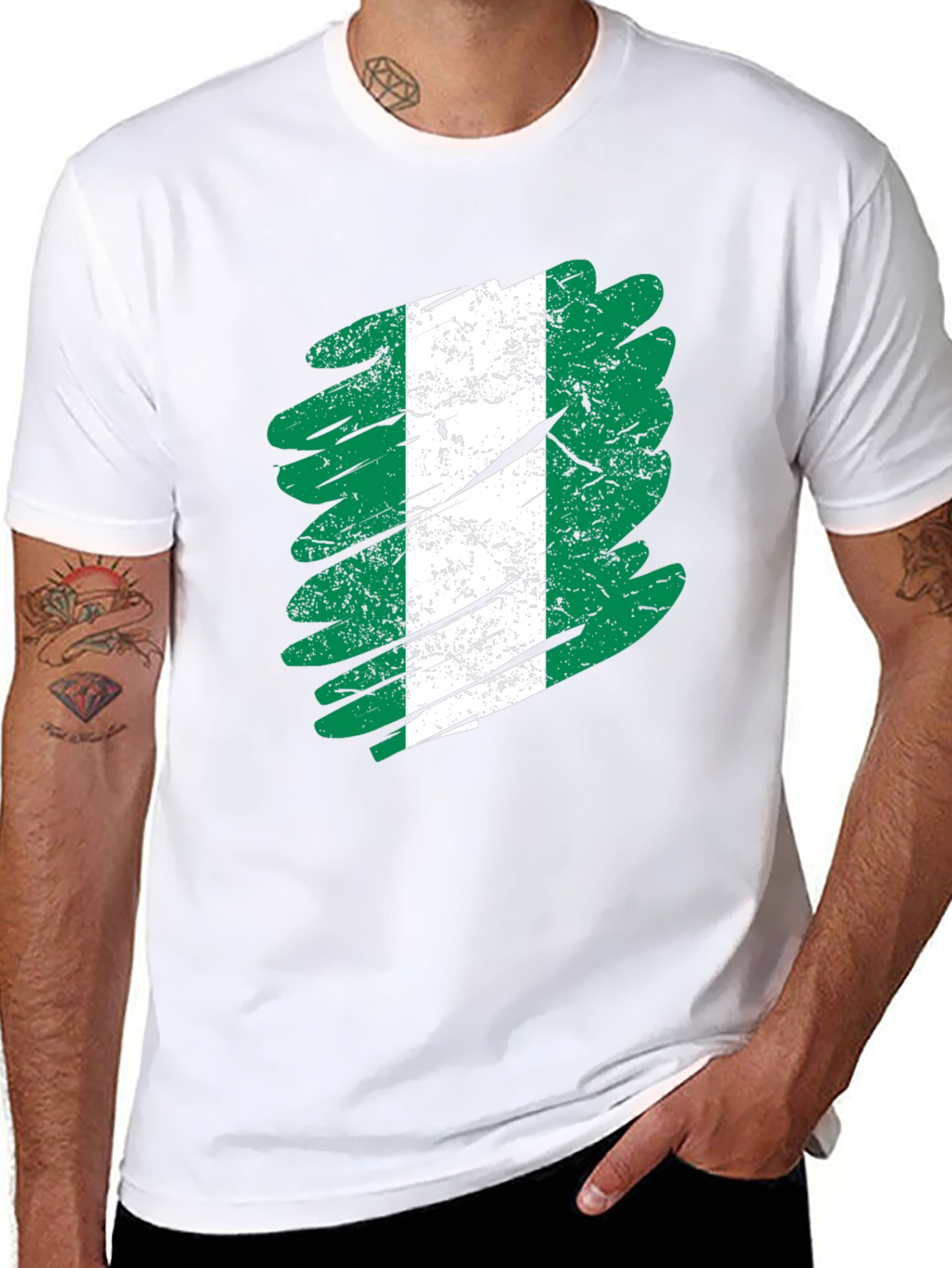 Nigeria Flag Brush Stroke T-Shirt