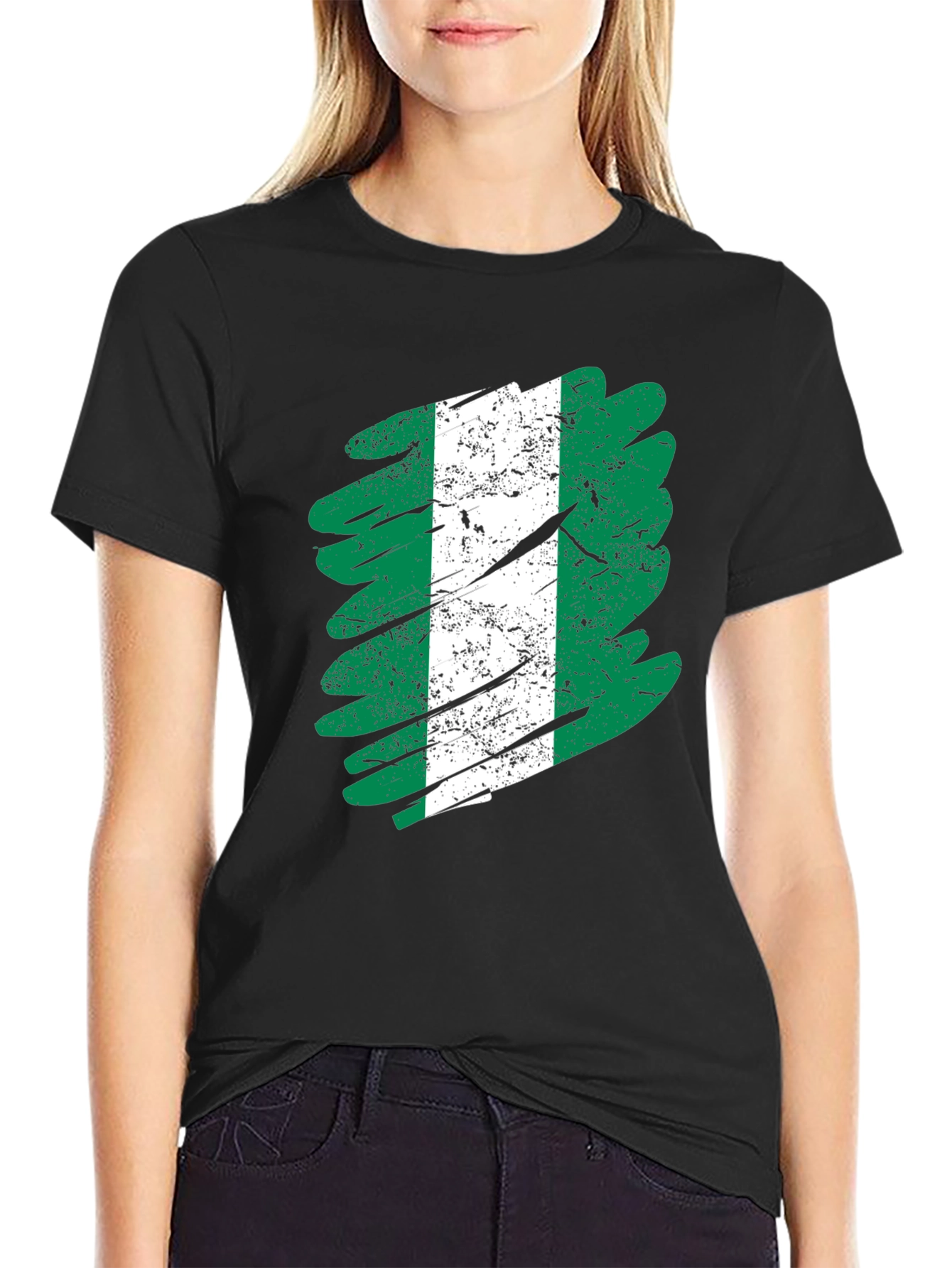 Nigeria Flag Brush Stroke T-Shirt