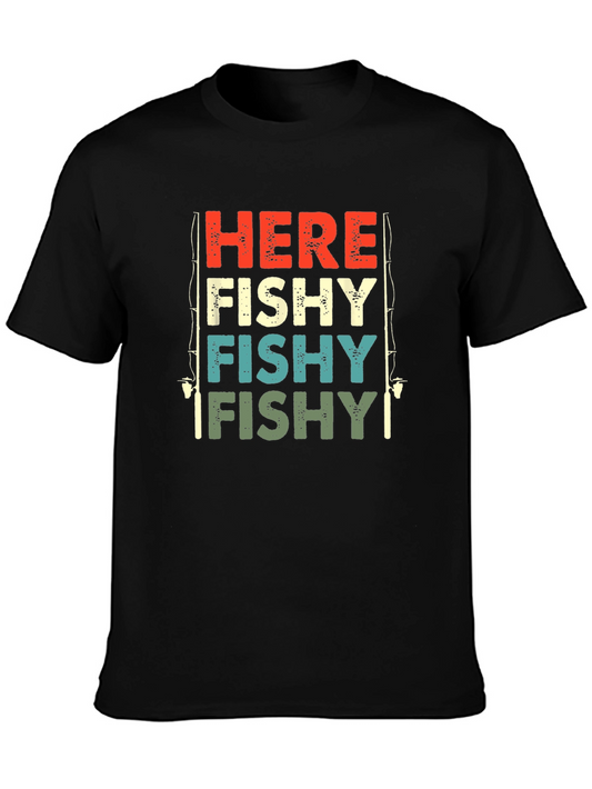 Here Fishy Retro Fishing T-Shirt