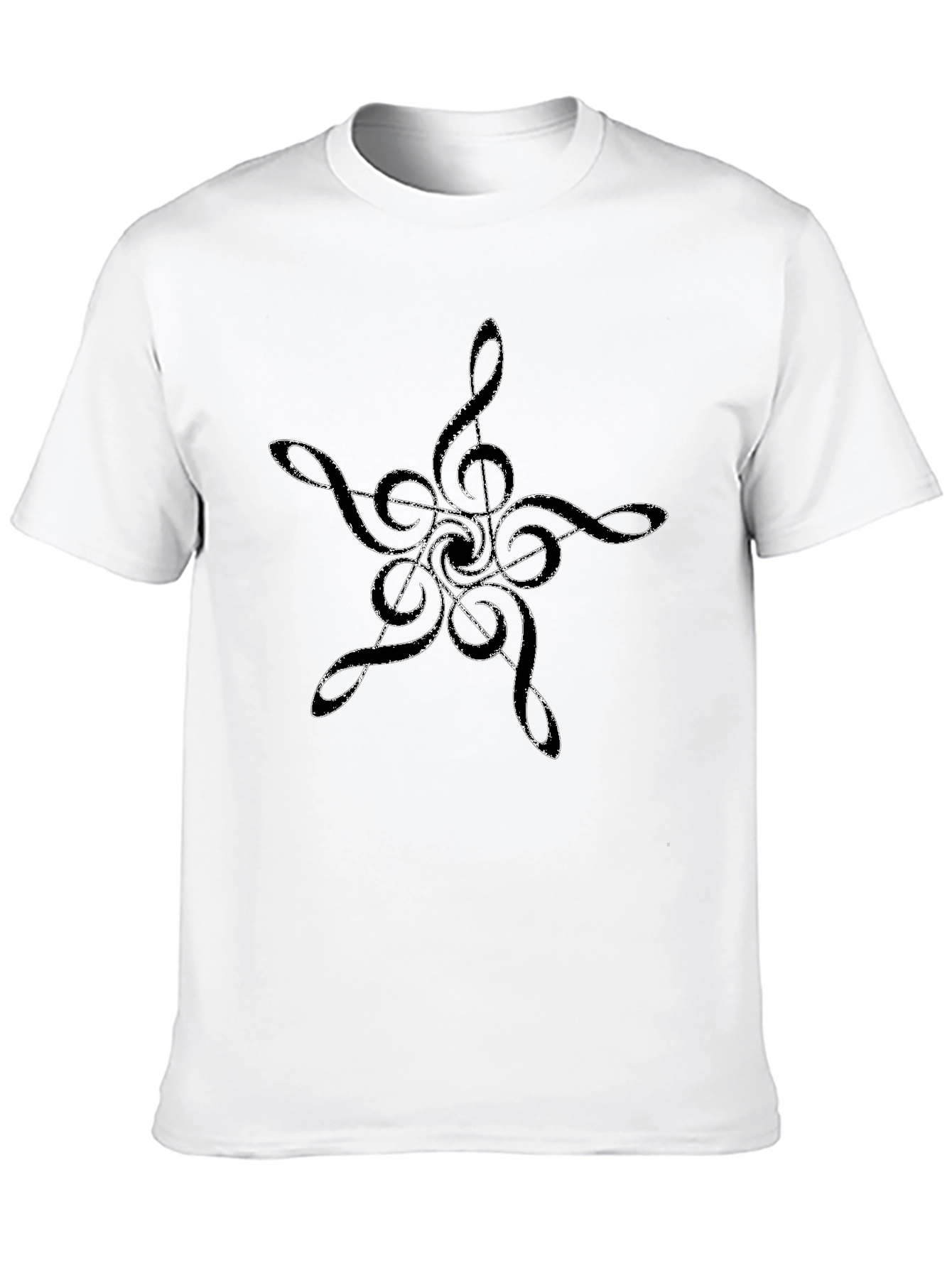 Music Note Star Graphic Tee - Black Cotton T-Shirt