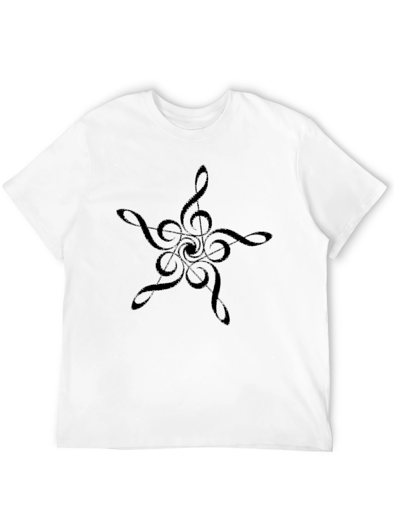 Music Note Star Graphic Tee - Black Cotton T-Shirt