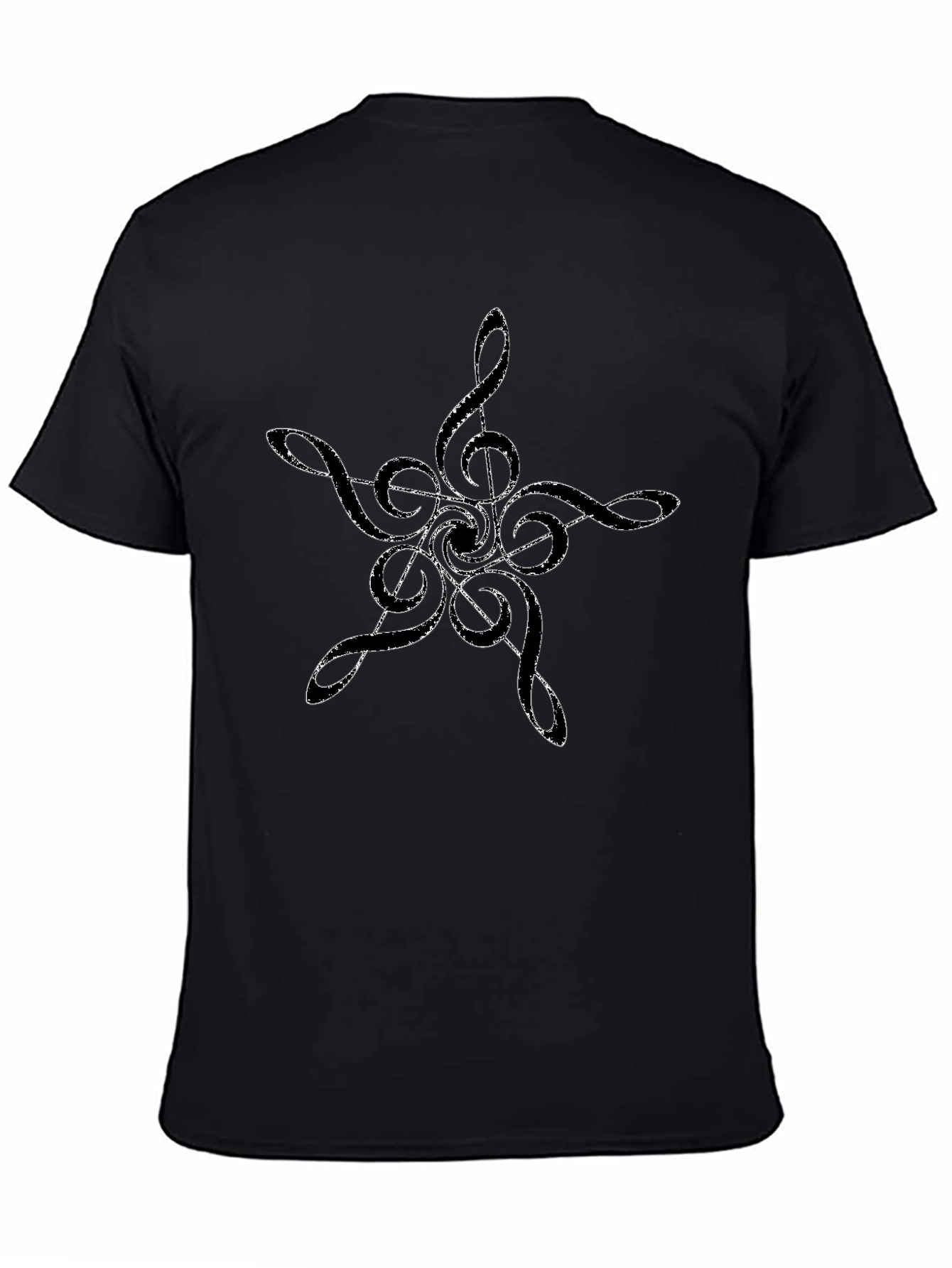 Music Note Star Graphic Tee - Black Cotton T-Shirt