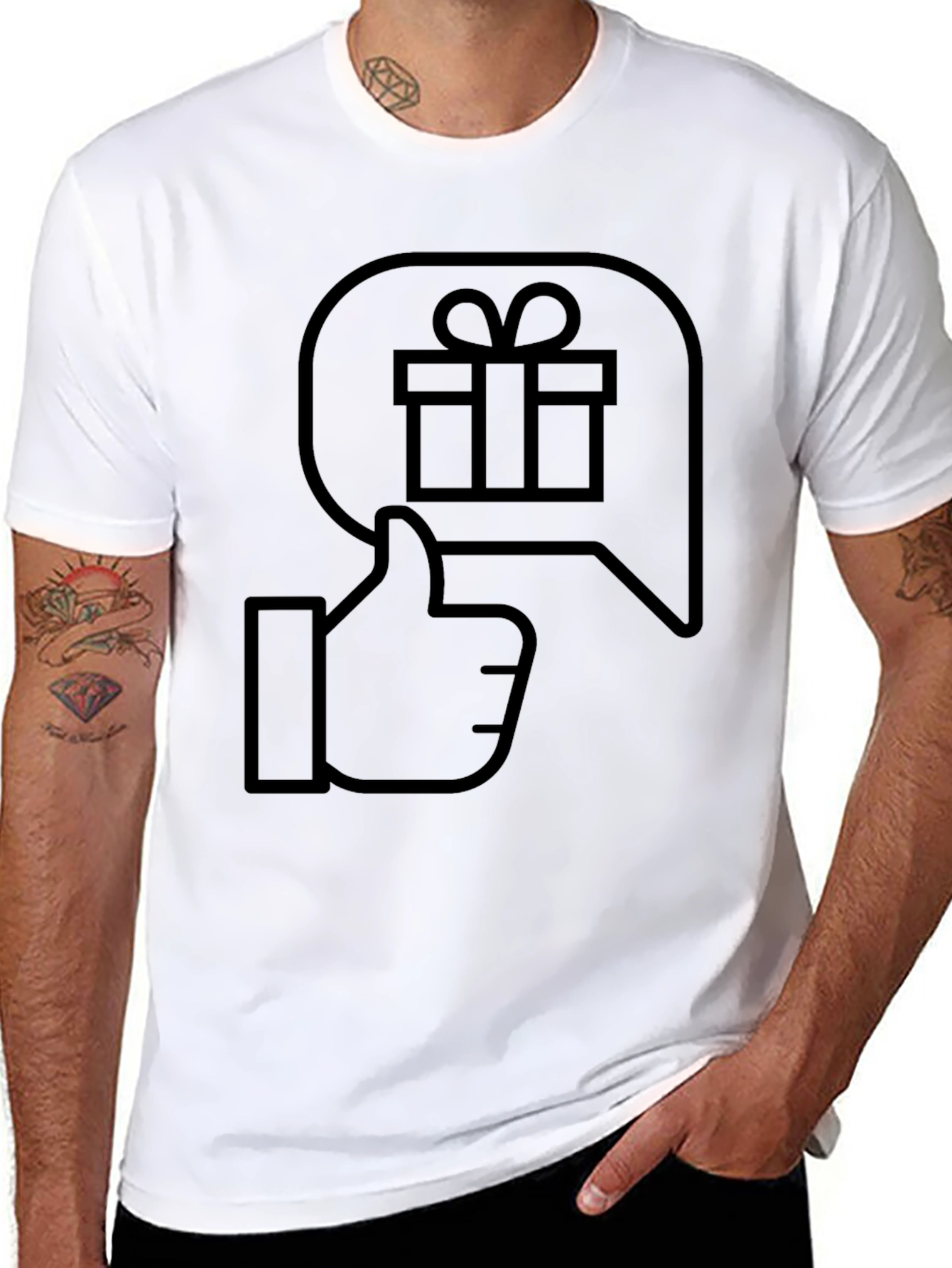 Gift Thumbs Up Black Graphic Tee