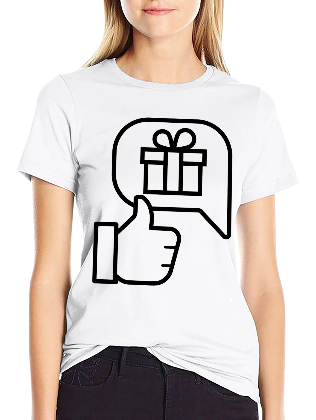 Gift Thumbs Up Black Graphic Tee