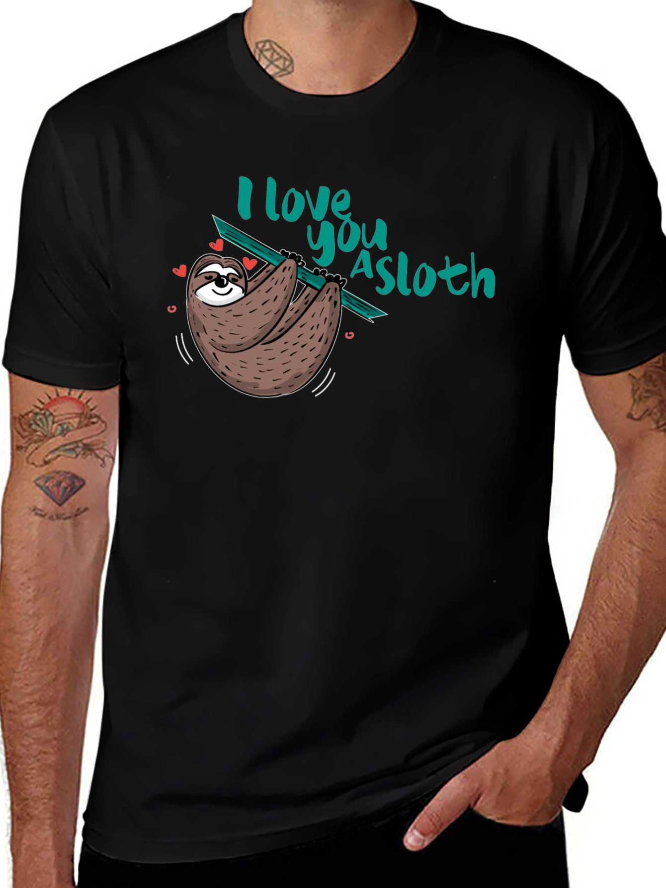 I love you a sloth Black T-Shirt