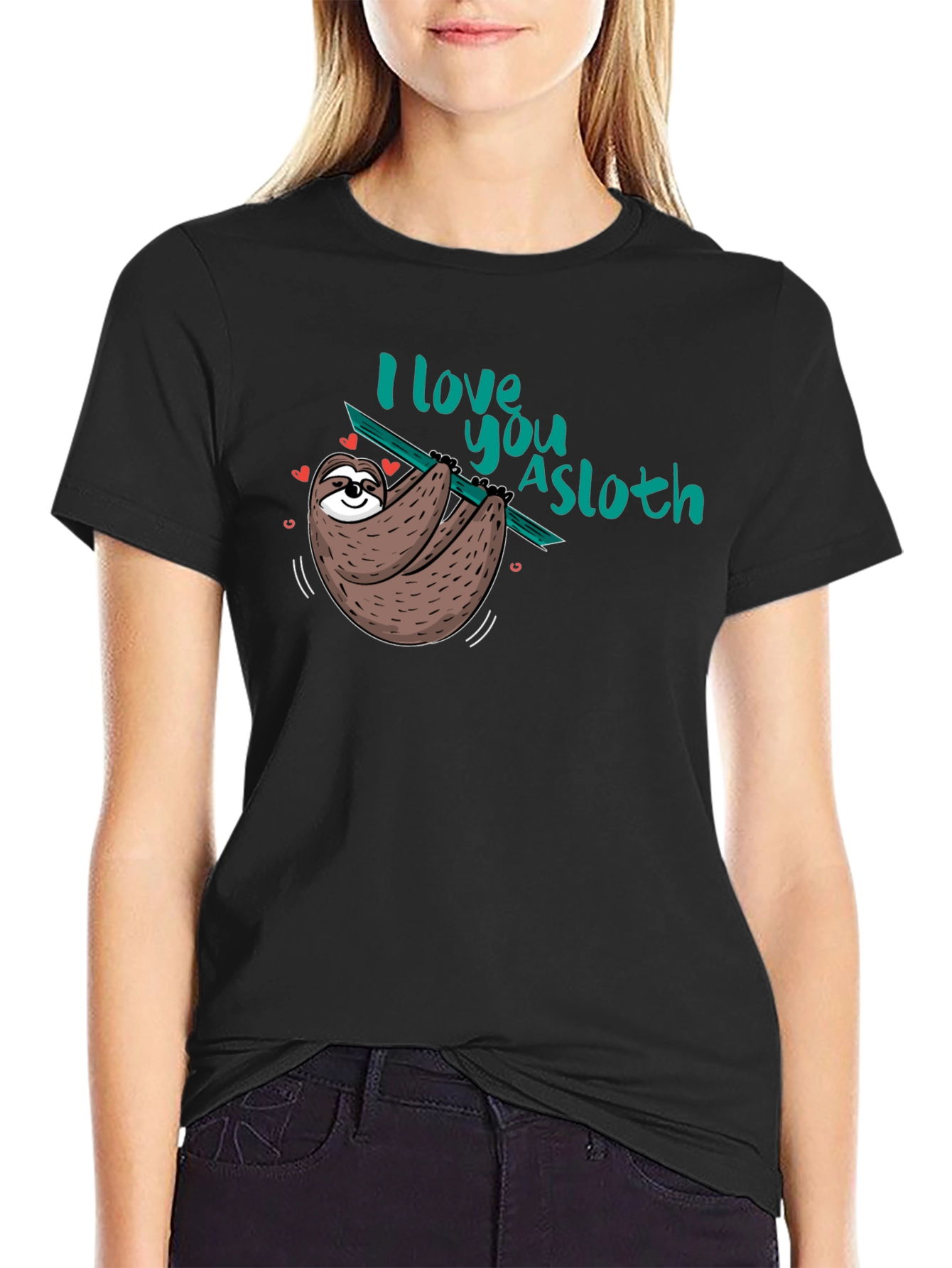 I love you a sloth Black T-Shirt