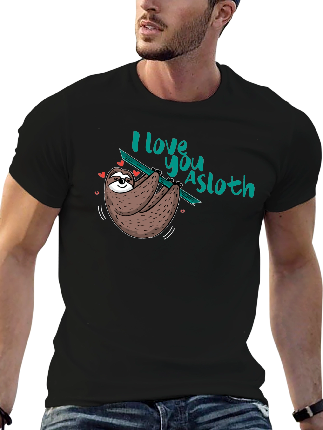 I love you a sloth Black T-Shirt