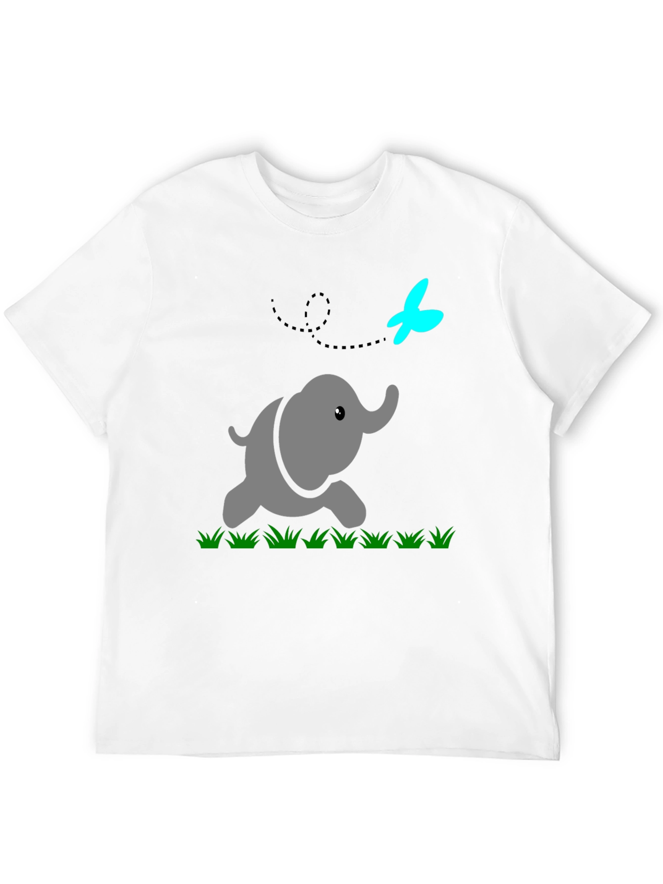 Cute Elephant & Butterfly Graphic Black T-Shirt