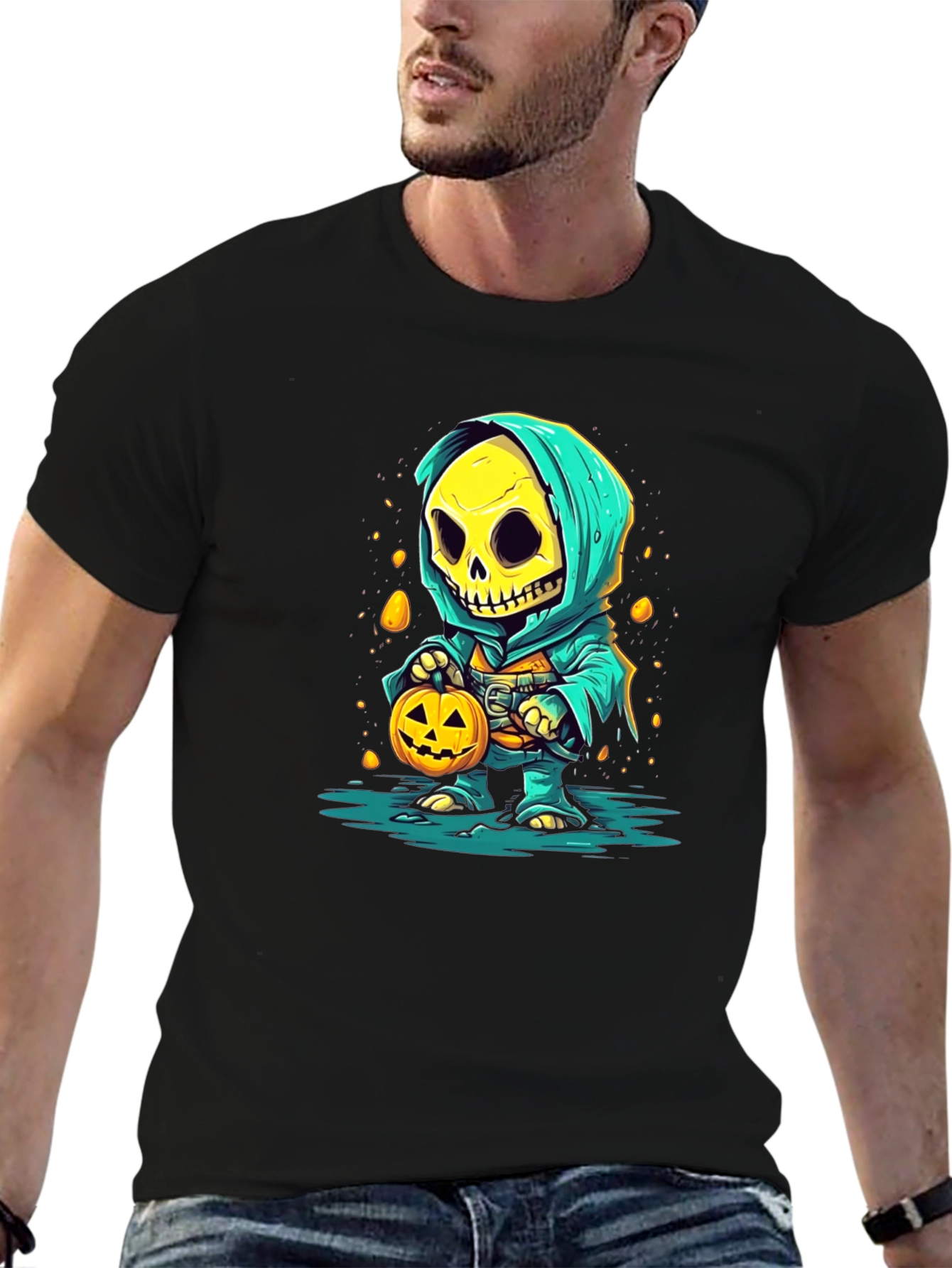 Halloween Skeleton in Hoodie T-Shirt