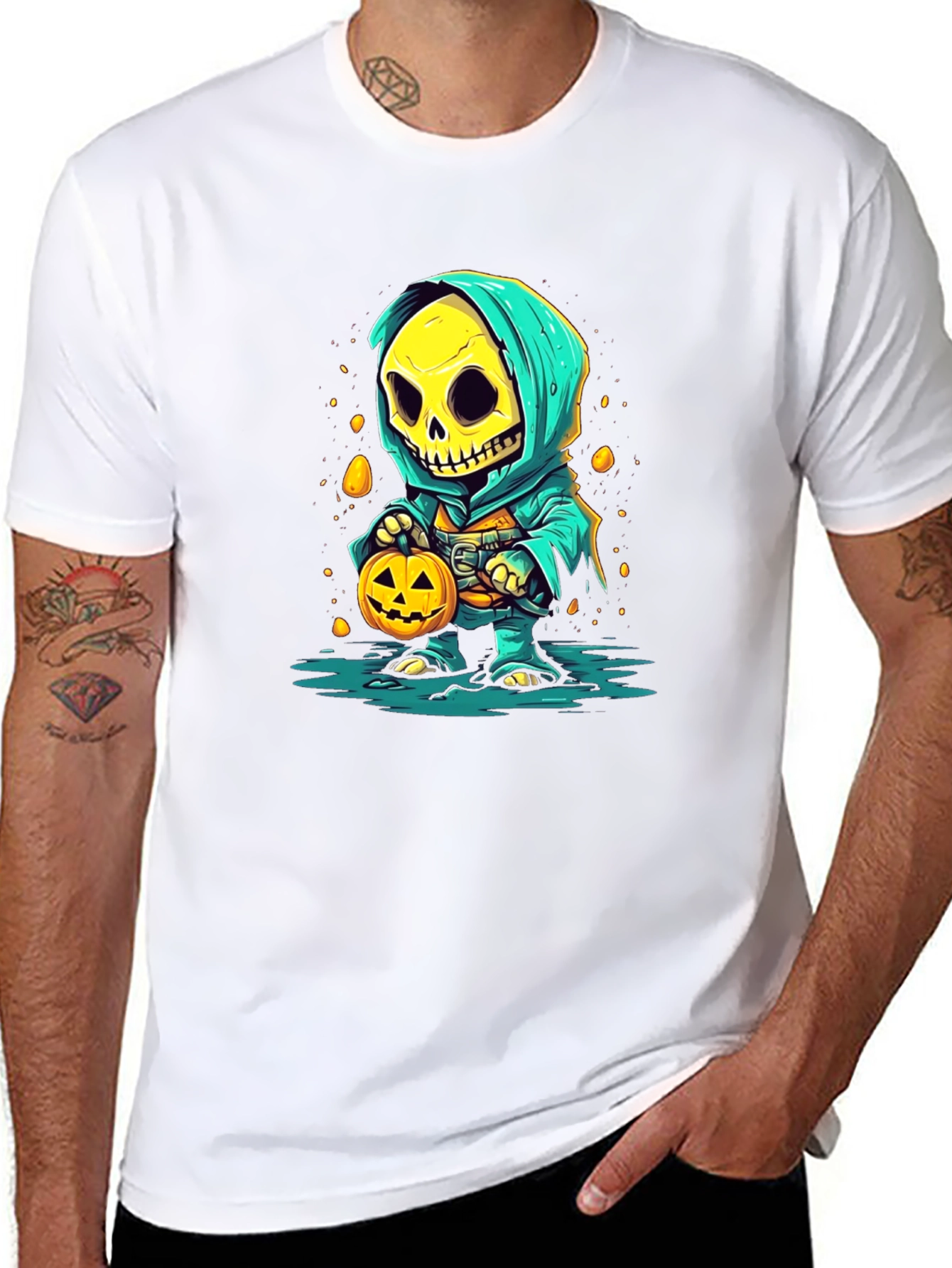 Halloween Skeleton in Hoodie T-Shirt