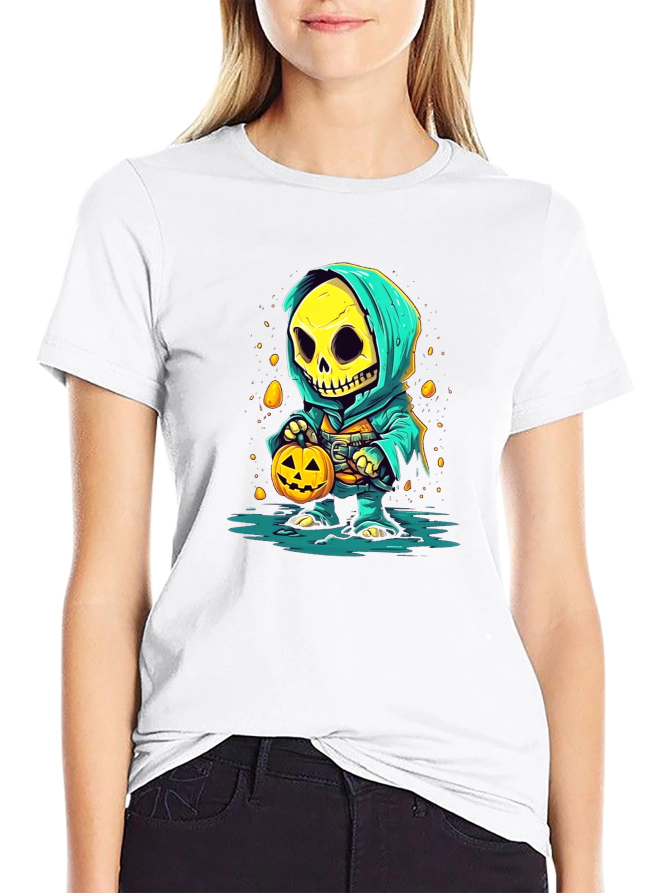 Halloween Skeleton in Hoodie T-Shirt