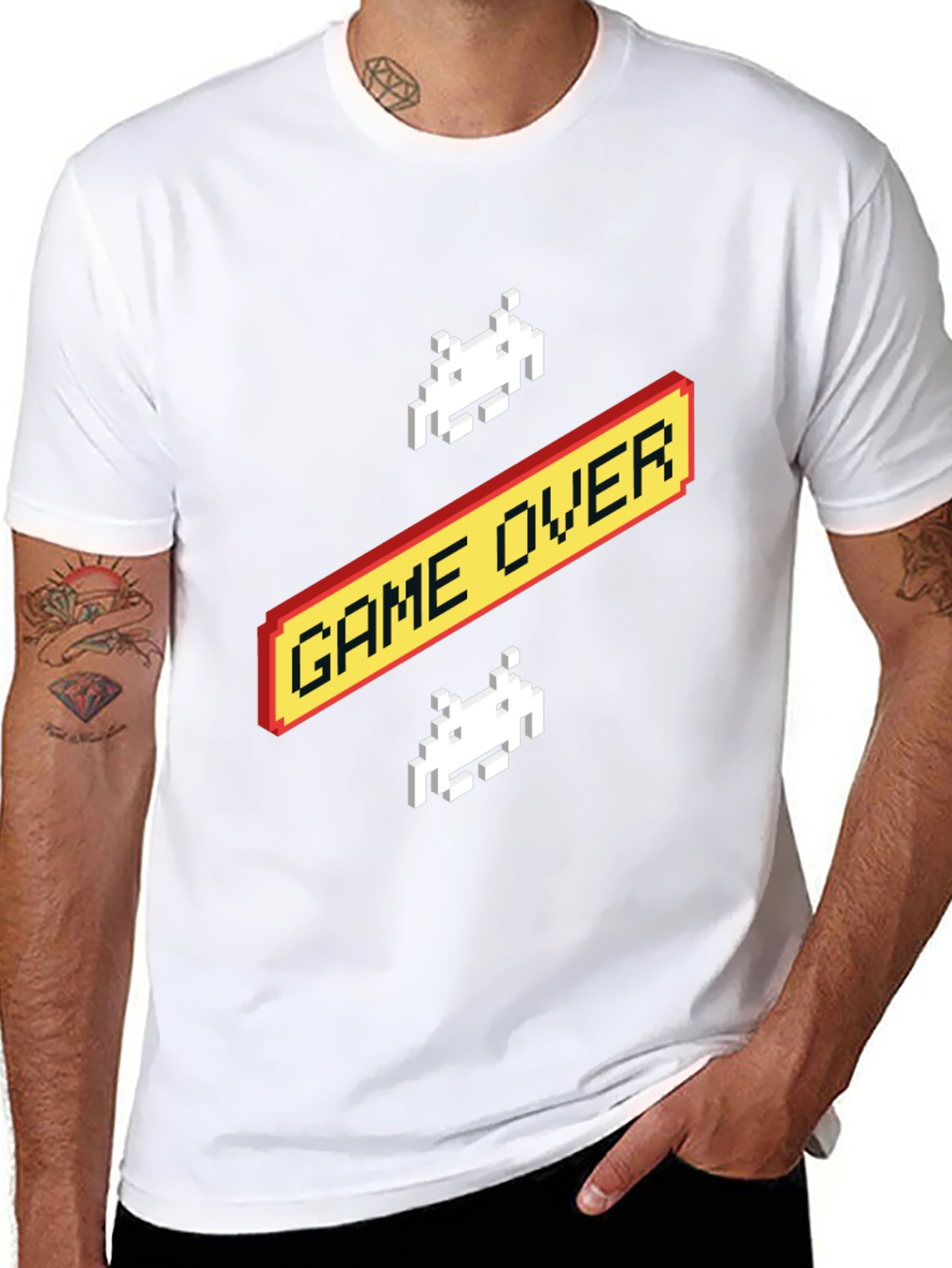 Retro Game Over T-Shirt - Pixelated Alien Design