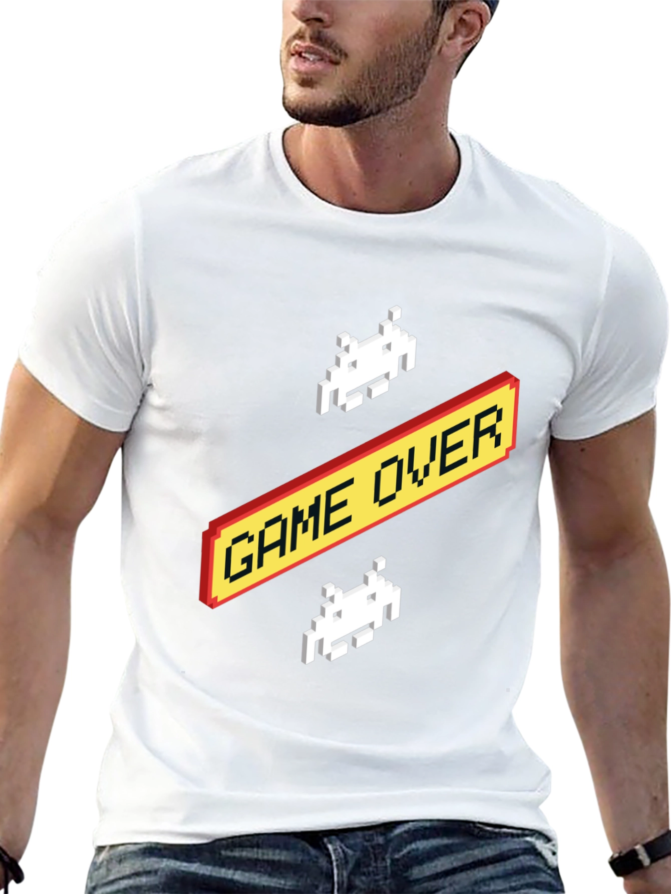 Retro Game Over T-Shirt - Pixelated Alien Design