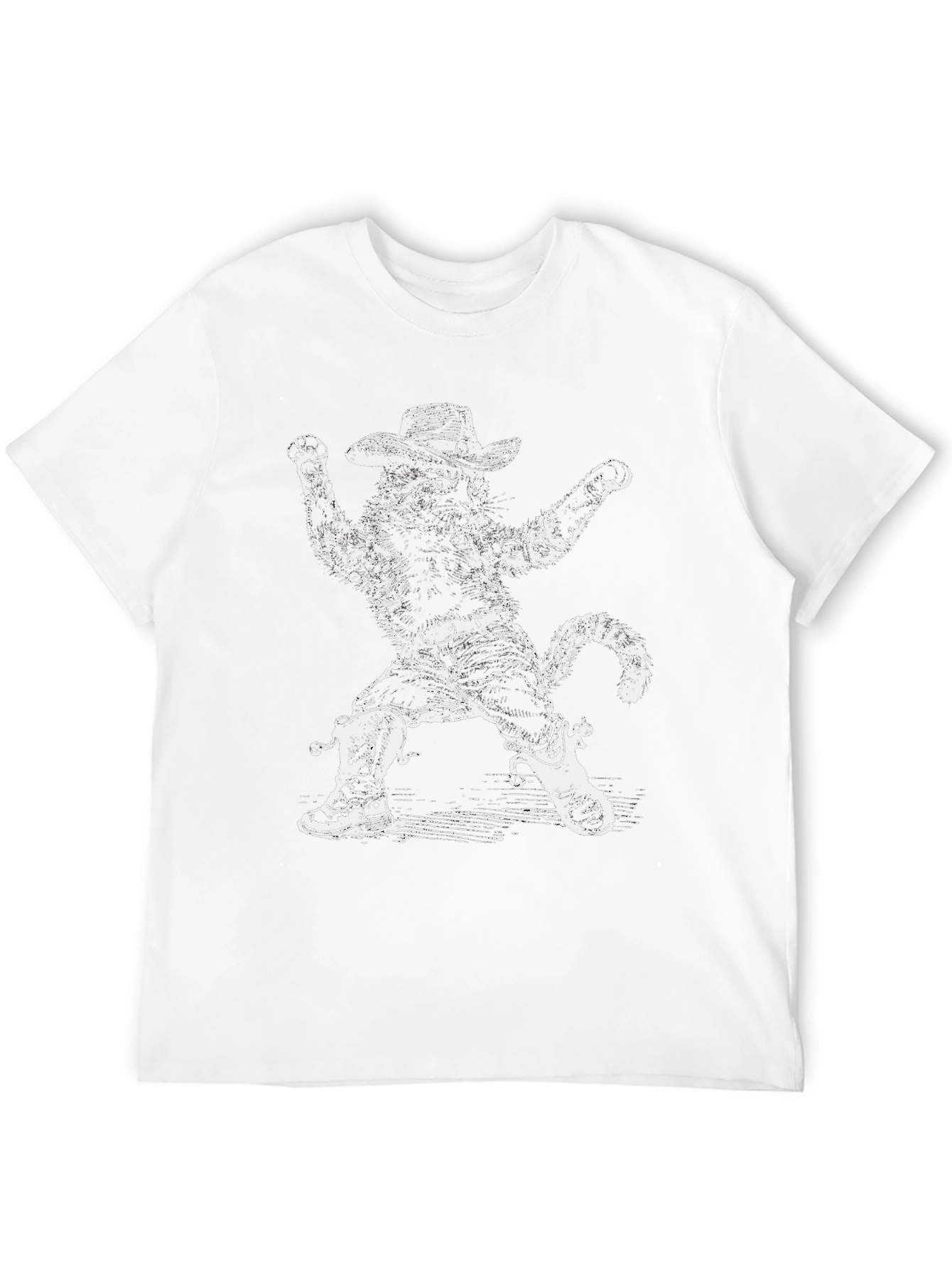Funny Cowboy Cat Black T-Shirt