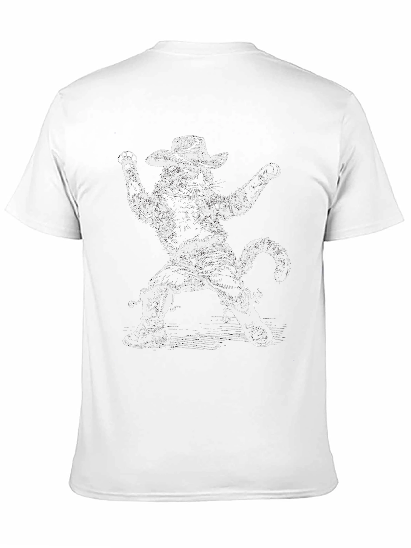 Funny Cowboy Cat Black T-Shirt