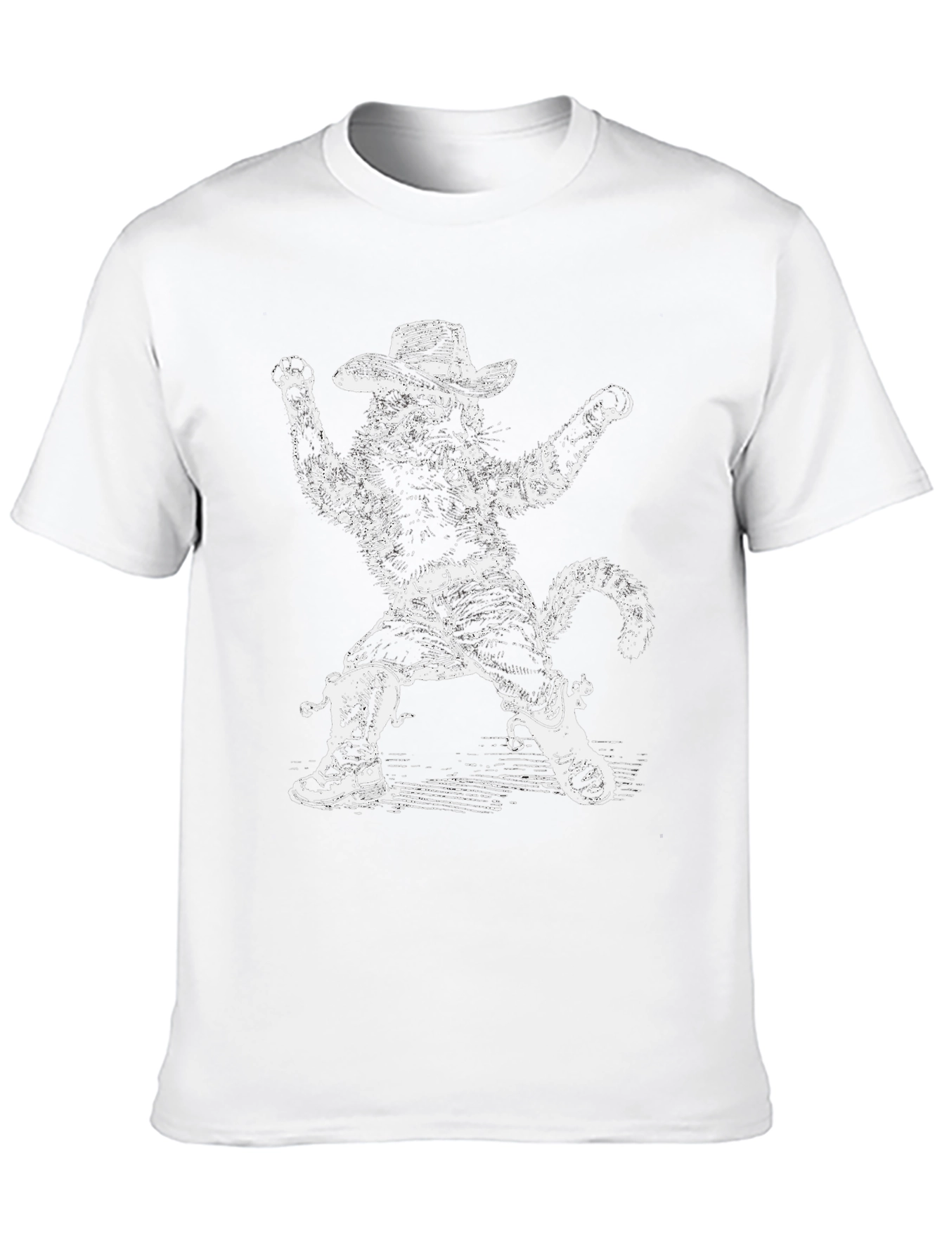 Funny Cowboy Cat Black T-Shirt