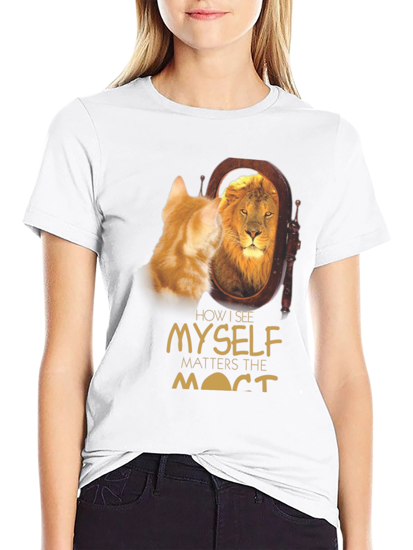 Lion Reflection Graphic Tee - Motivational T-Shirt