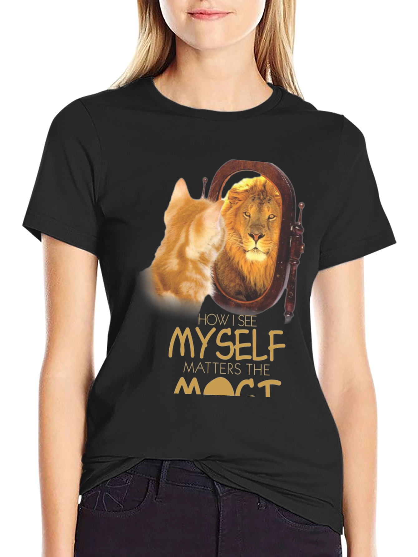 Lion Reflection Graphic Tee - Motivational T-Shirt