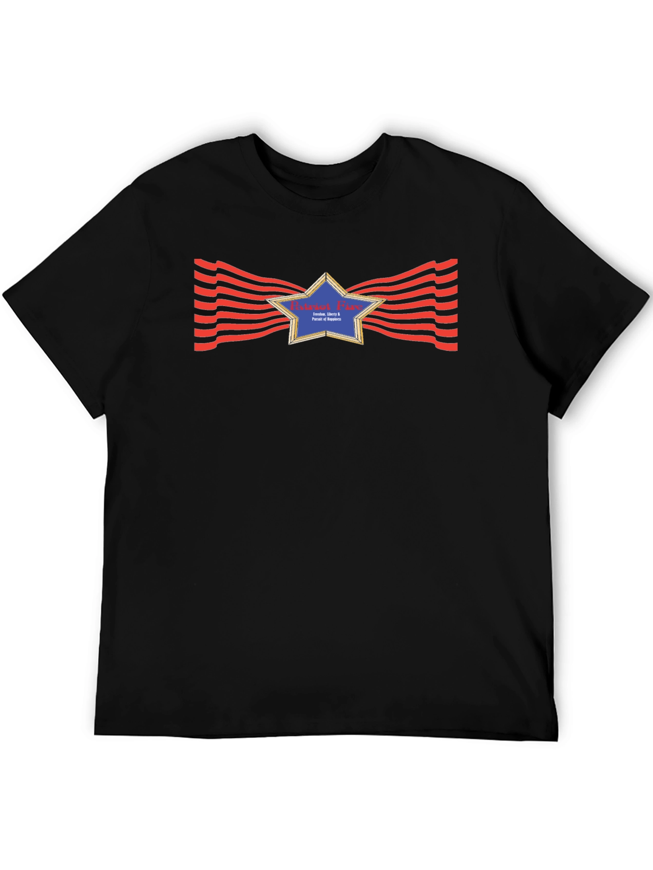 Patriotic Star Graphic Black T-Shirt