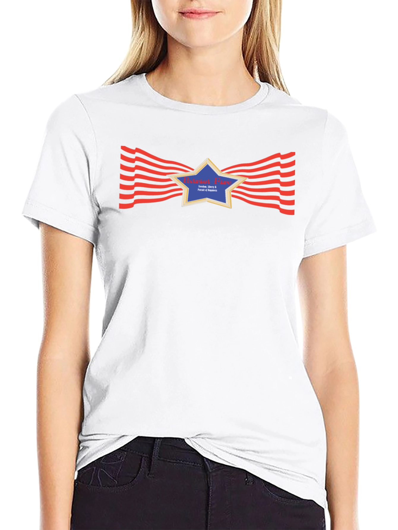 Patriotic Star Graphic Black T-Shirt