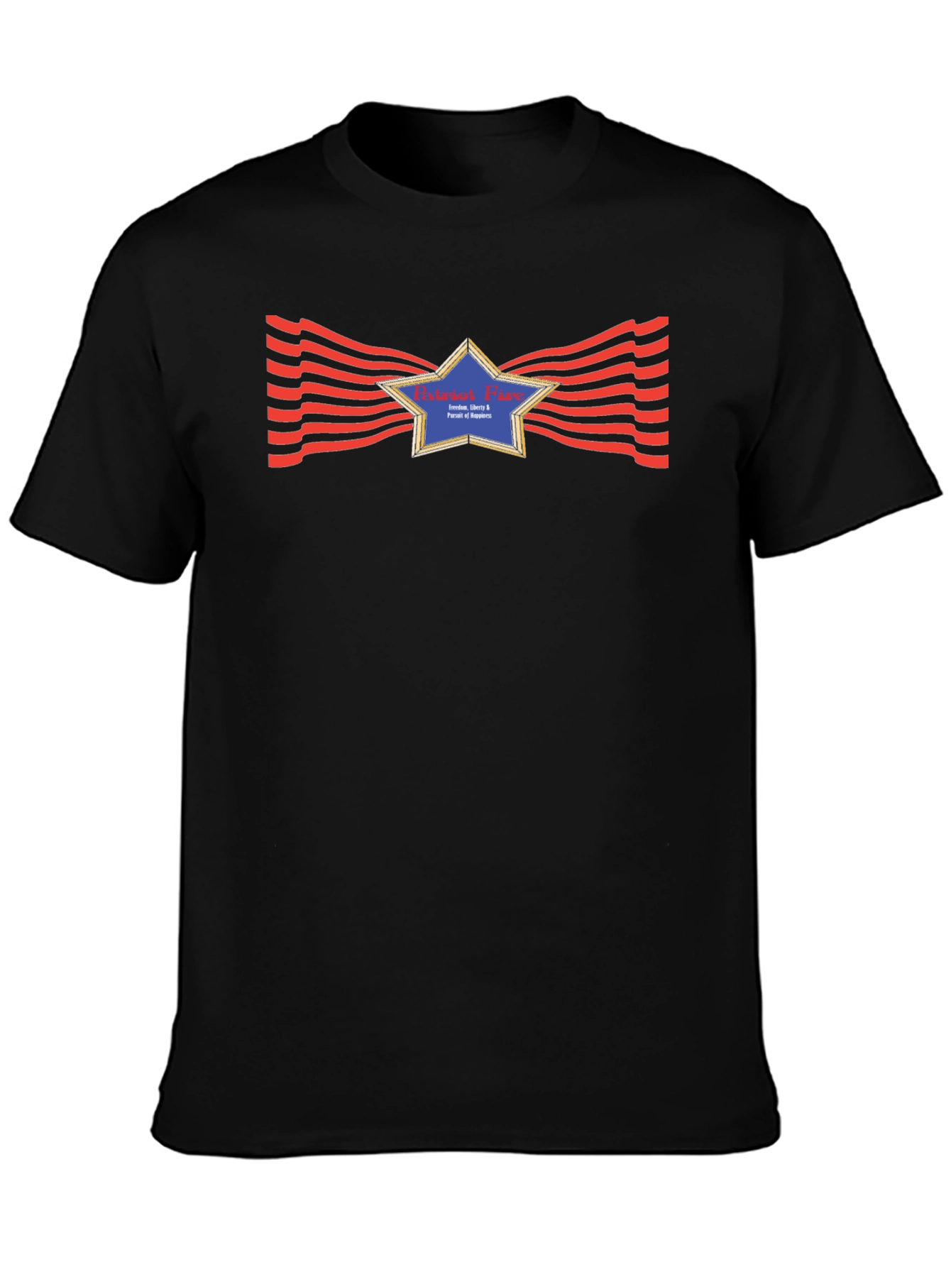 Patriotic Star Graphic Black T-Shirt