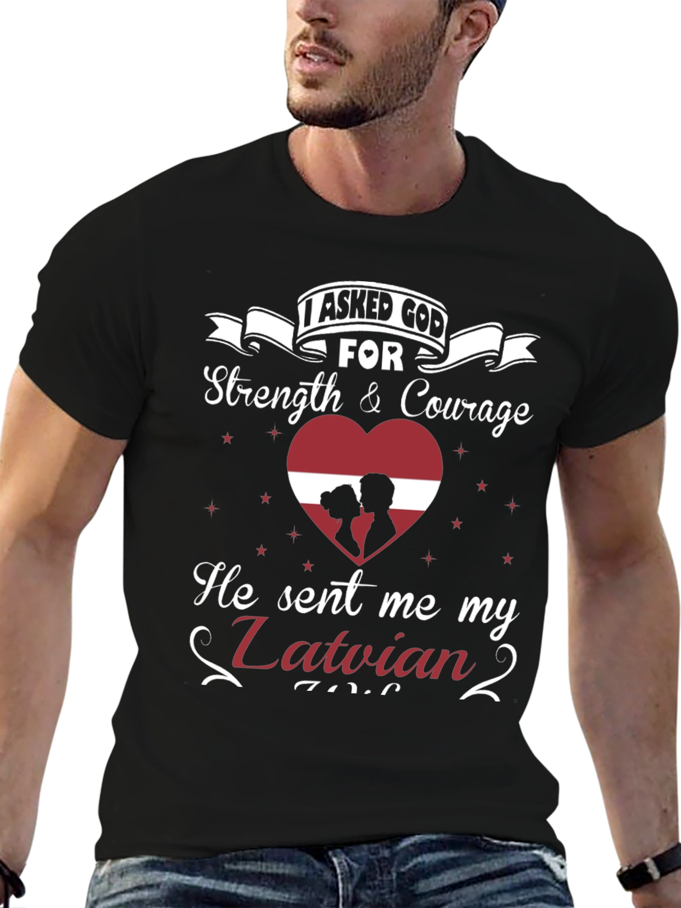 Latvian Pride T-Shirt - Strength & Courage Design