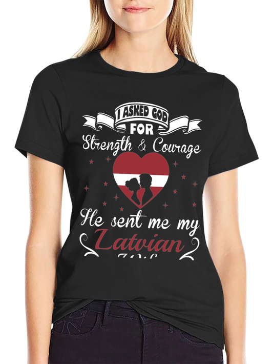 Latvian Pride T-Shirt - Strength & Courage Design