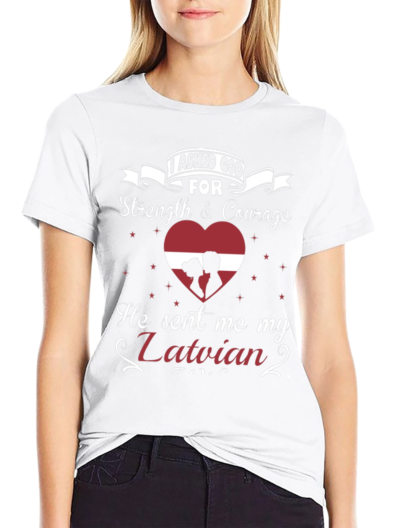 Latvian Pride T-Shirt - Strength & Courage Design