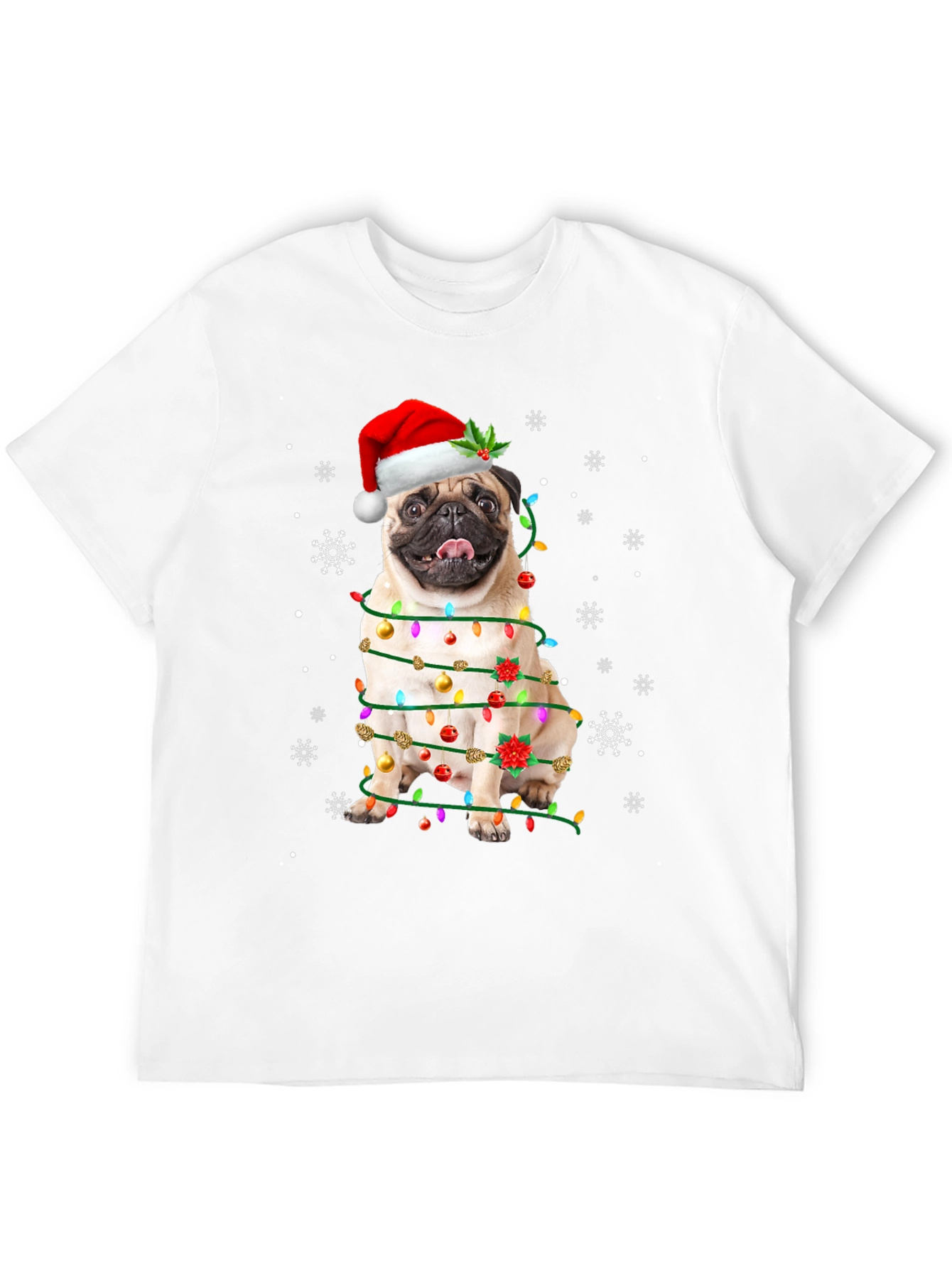 Festive Pug Christmas T-Shirt - Holiday Dog Tee