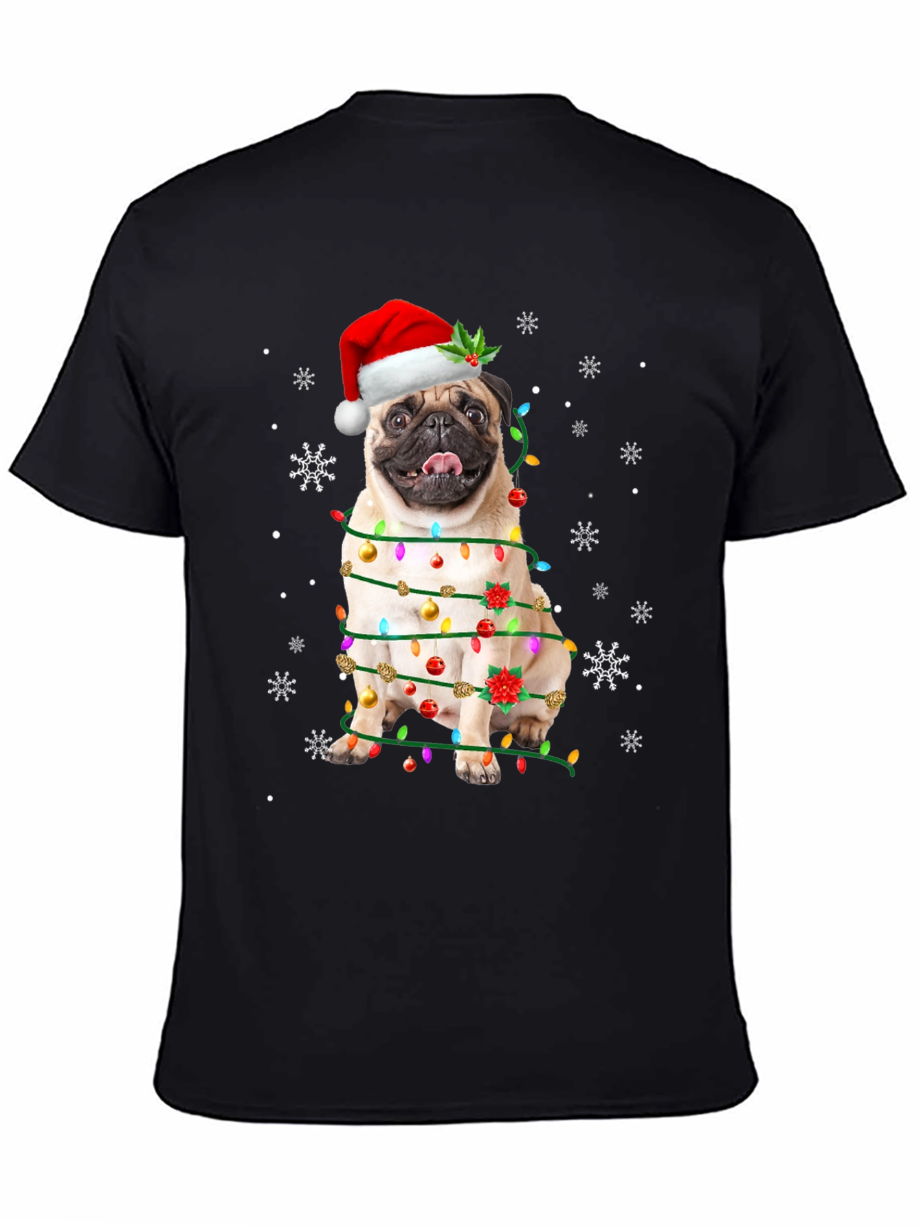 Festive Pug Christmas T-Shirt - Holiday Dog Tee