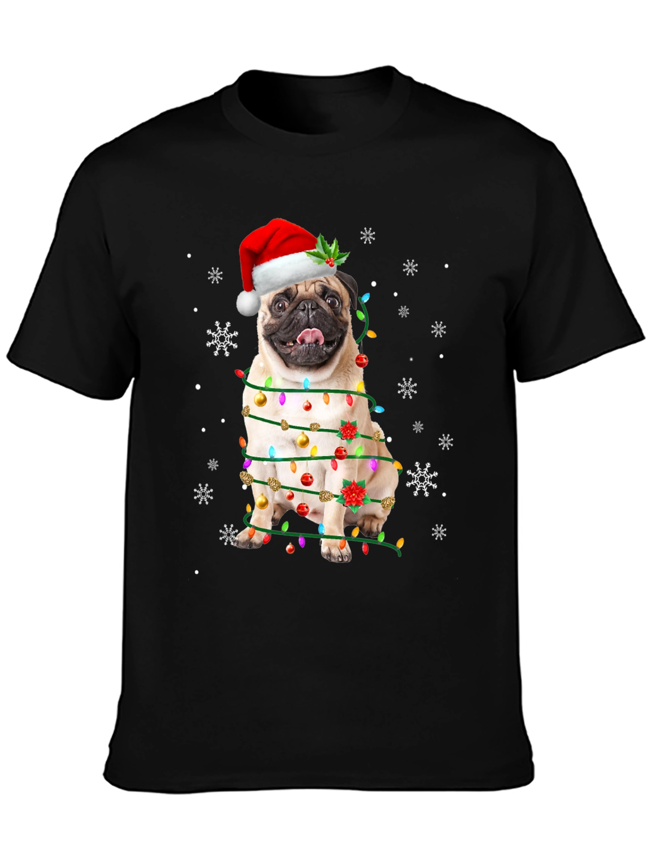 Festive Pug Christmas T-Shirt - Holiday Dog Tee