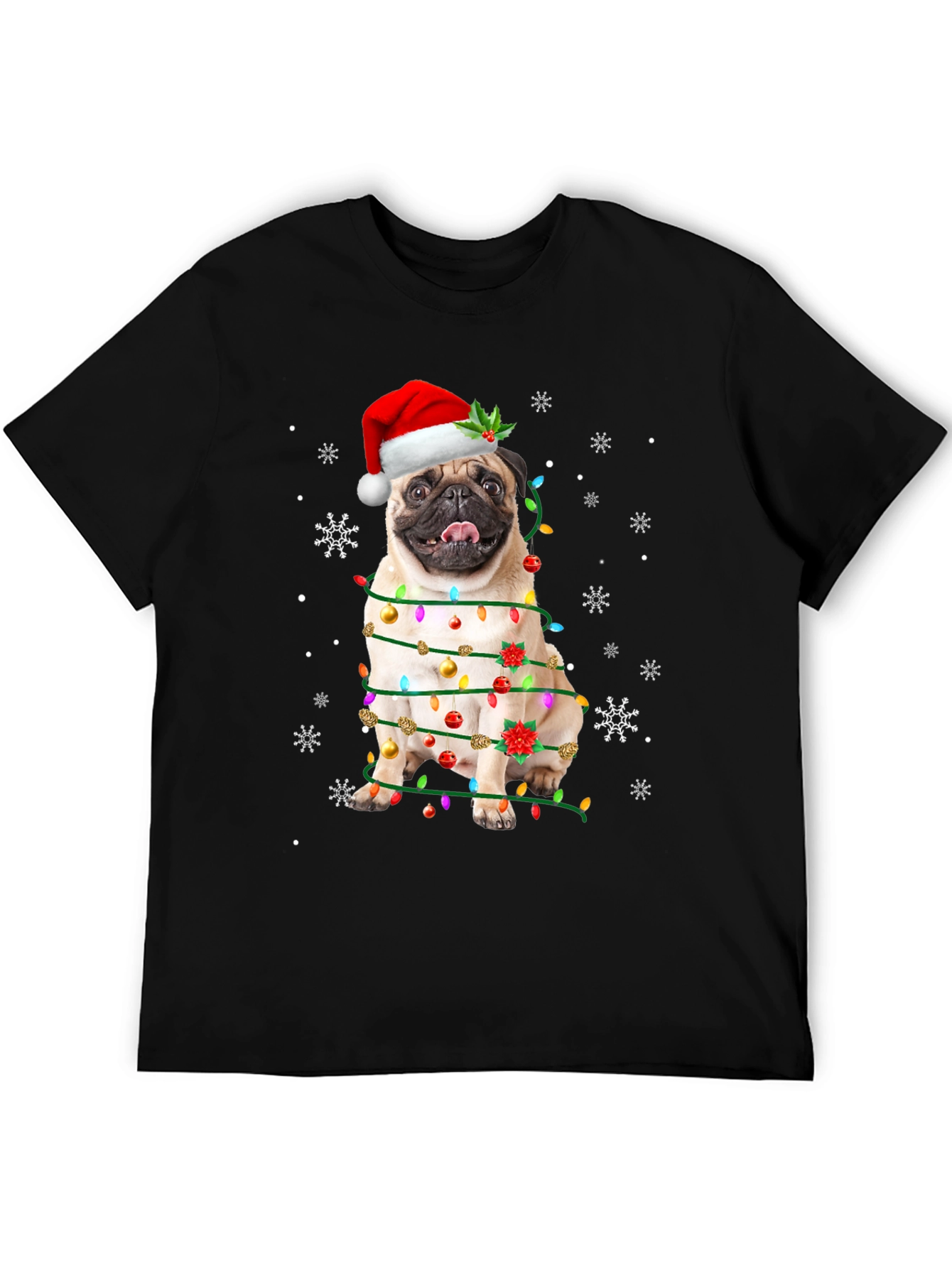 Festive Pug Christmas T-Shirt - Holiday Dog Tee