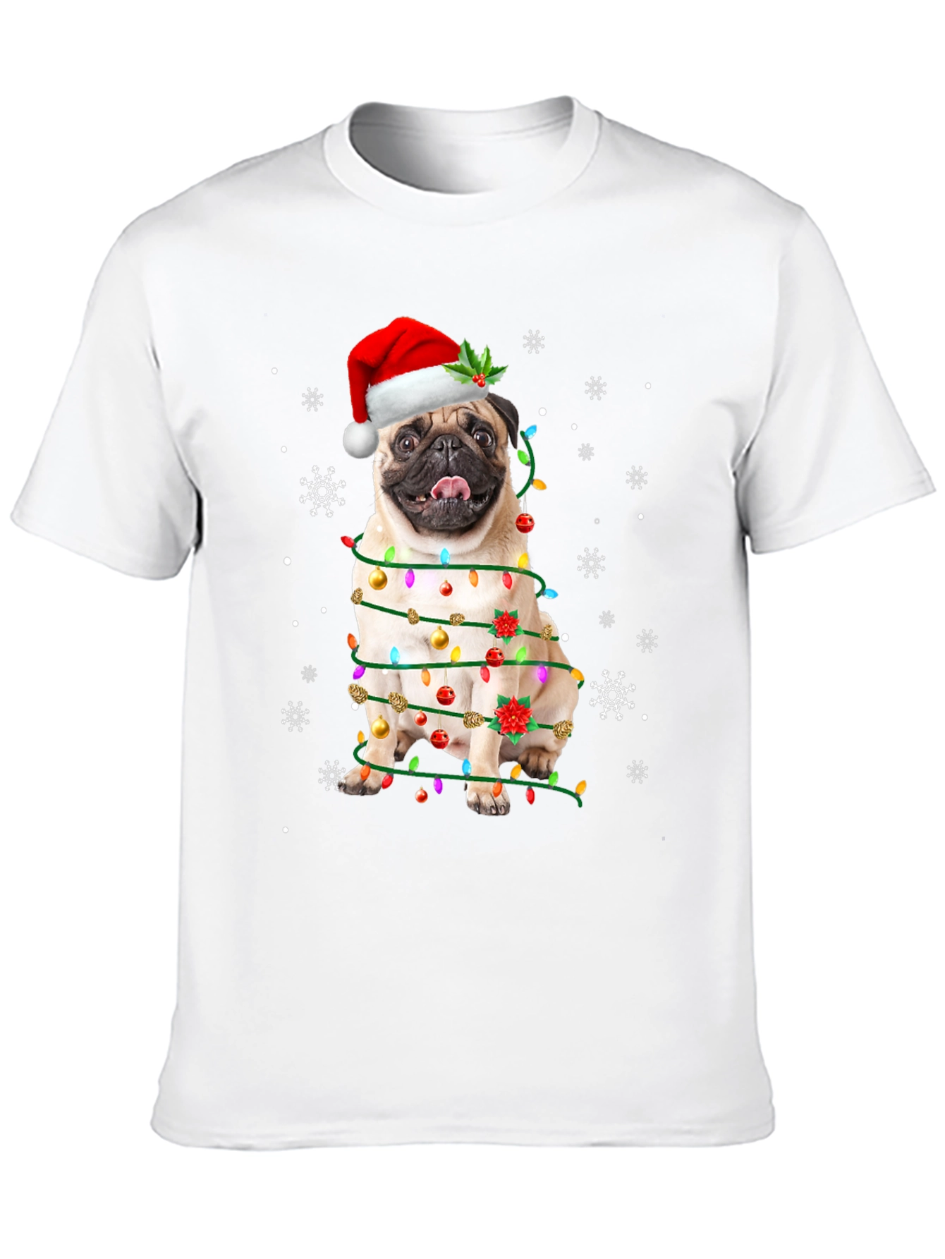 Festive Pug Christmas T-Shirt - Holiday Dog Tee