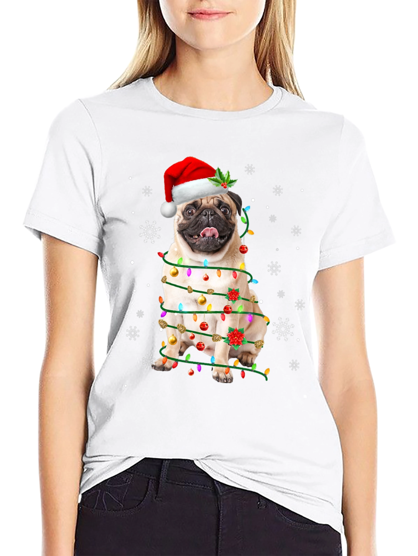 Festive Pug Christmas T-Shirt - Holiday Dog Tee