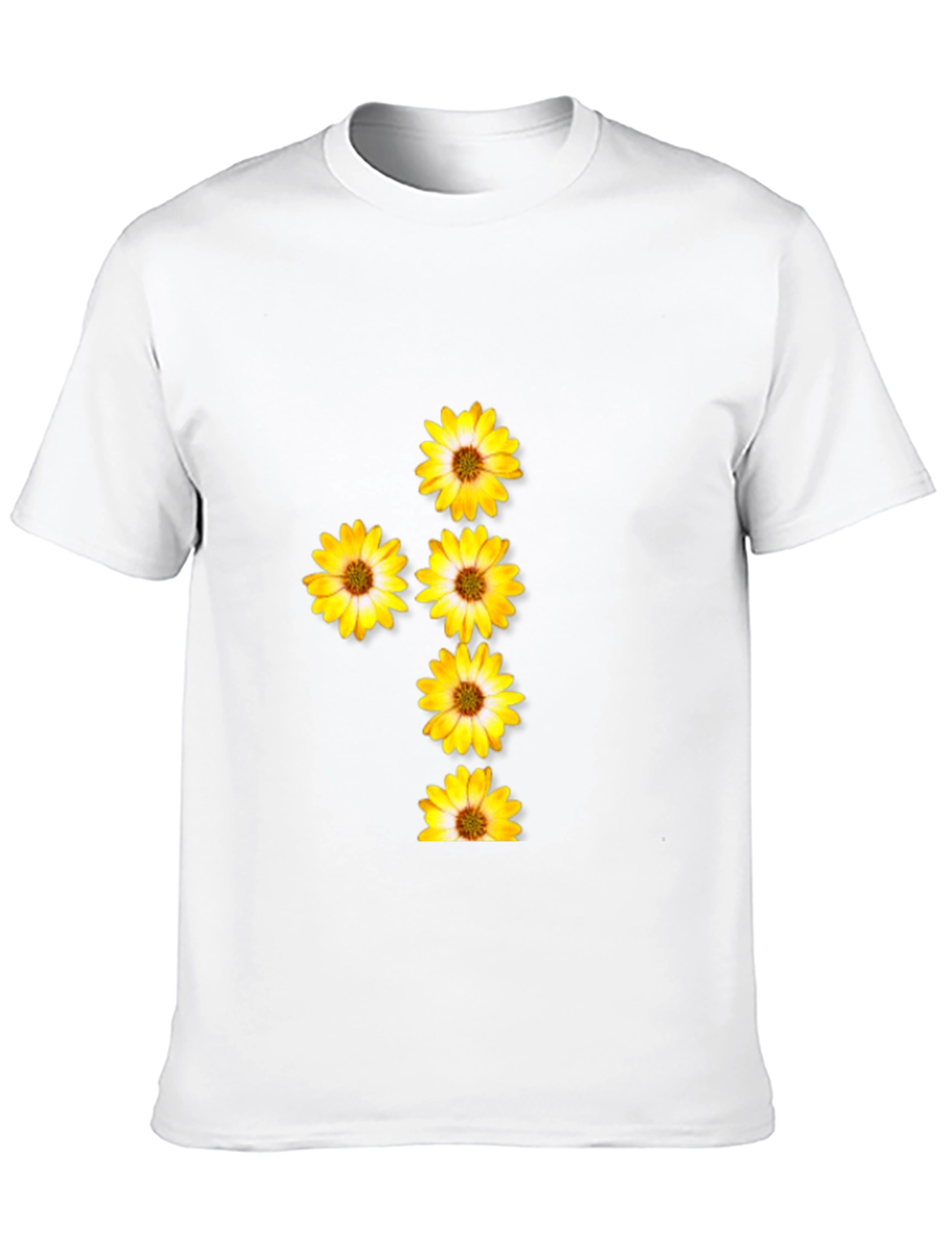 Black T-Shirt with Floral Daisy Design