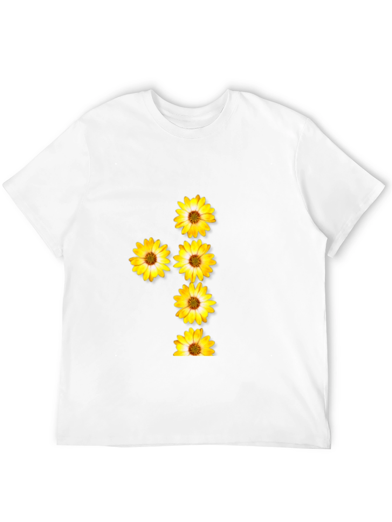 Black T-Shirt with Floral Daisy Design