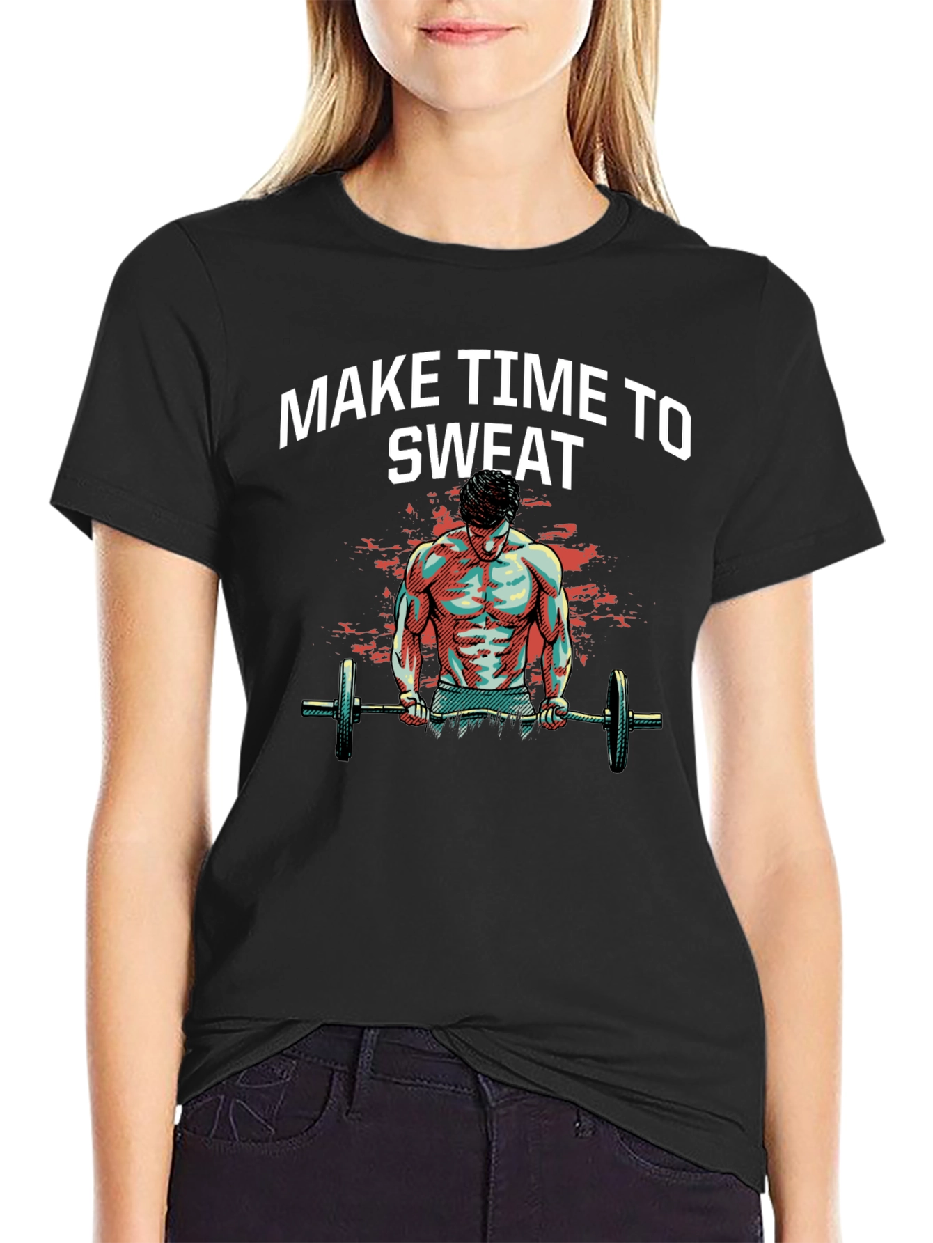 Make Time to Sweat Black Graphic T-Shirt