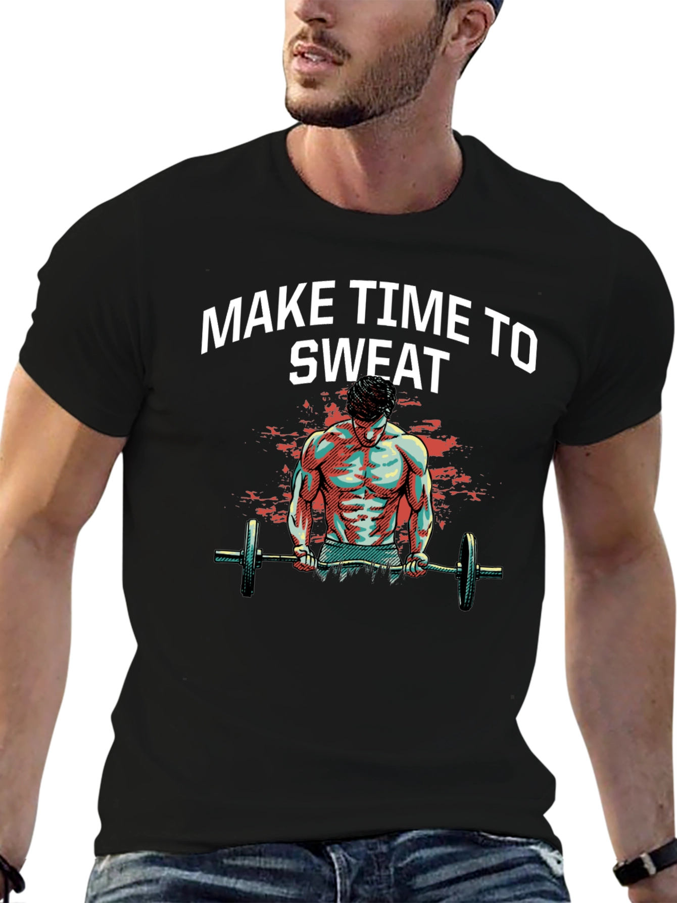 Make Time to Sweat Black Graphic T-Shirt