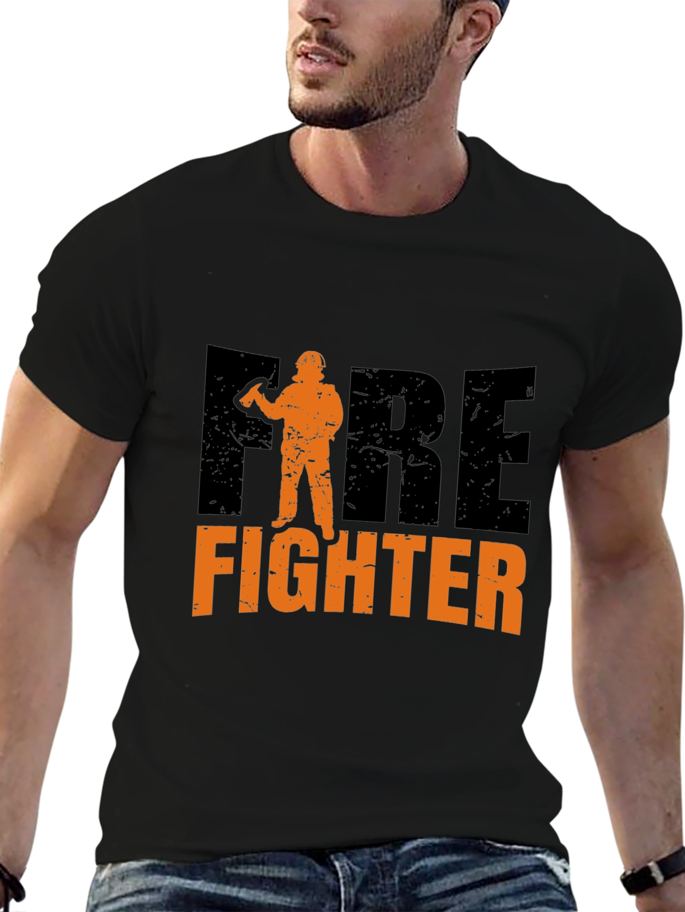 Firefighter Graphic T-Shirt - Black Cotton Tee