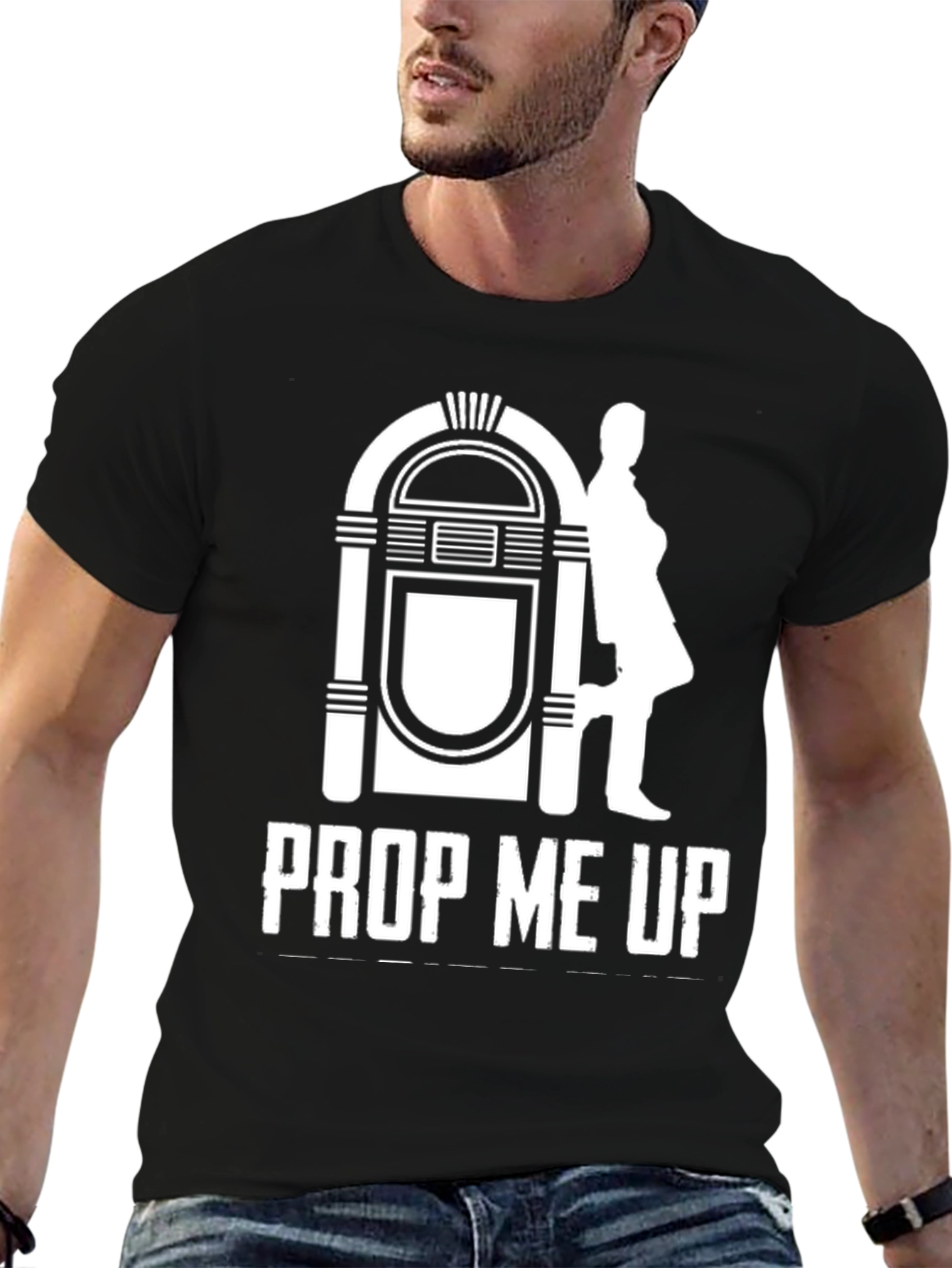 Retro Jukebox Prop Me Up T-Shirt - Black
