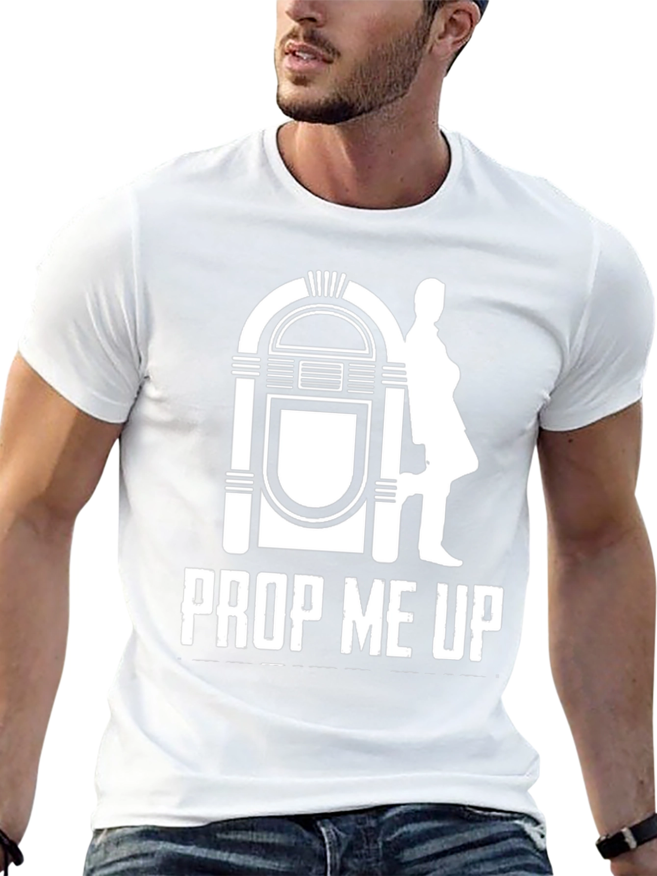 Retro Jukebox Prop Me Up T-Shirt - Black