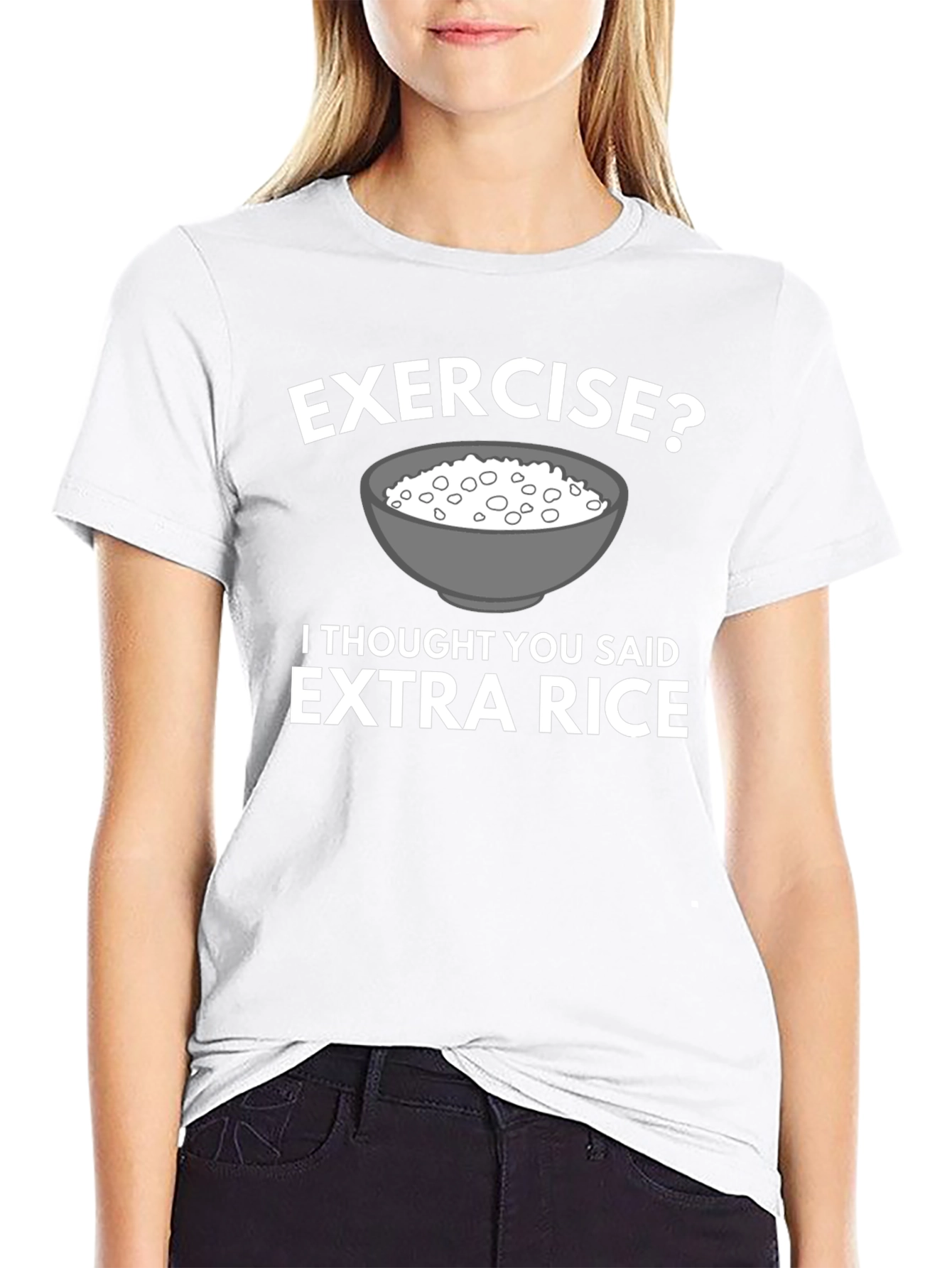 Exercise? Extra Rice T-Shirt Funny Foodie Tee