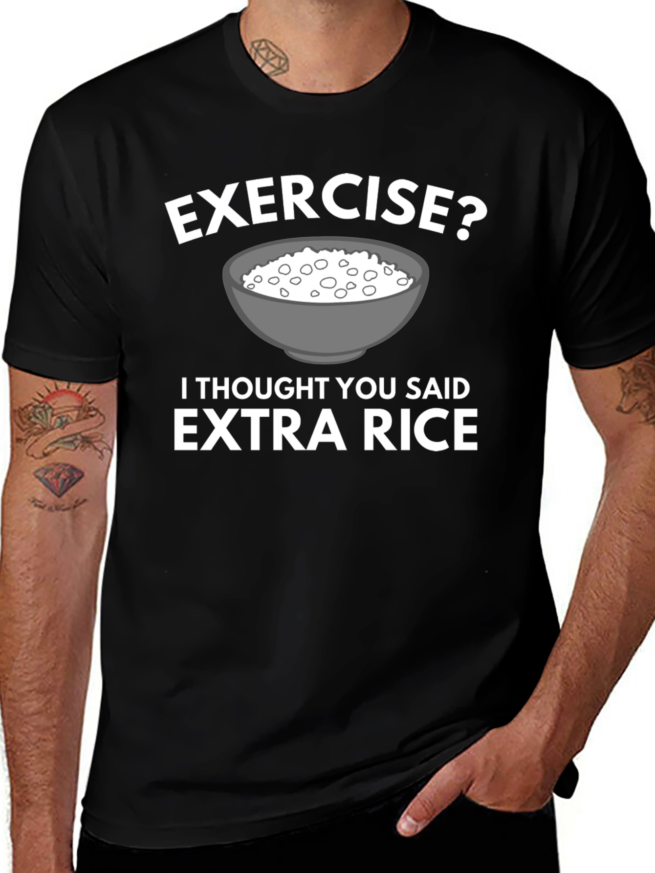 Exercise? Extra Rice T-Shirt Funny Foodie Tee