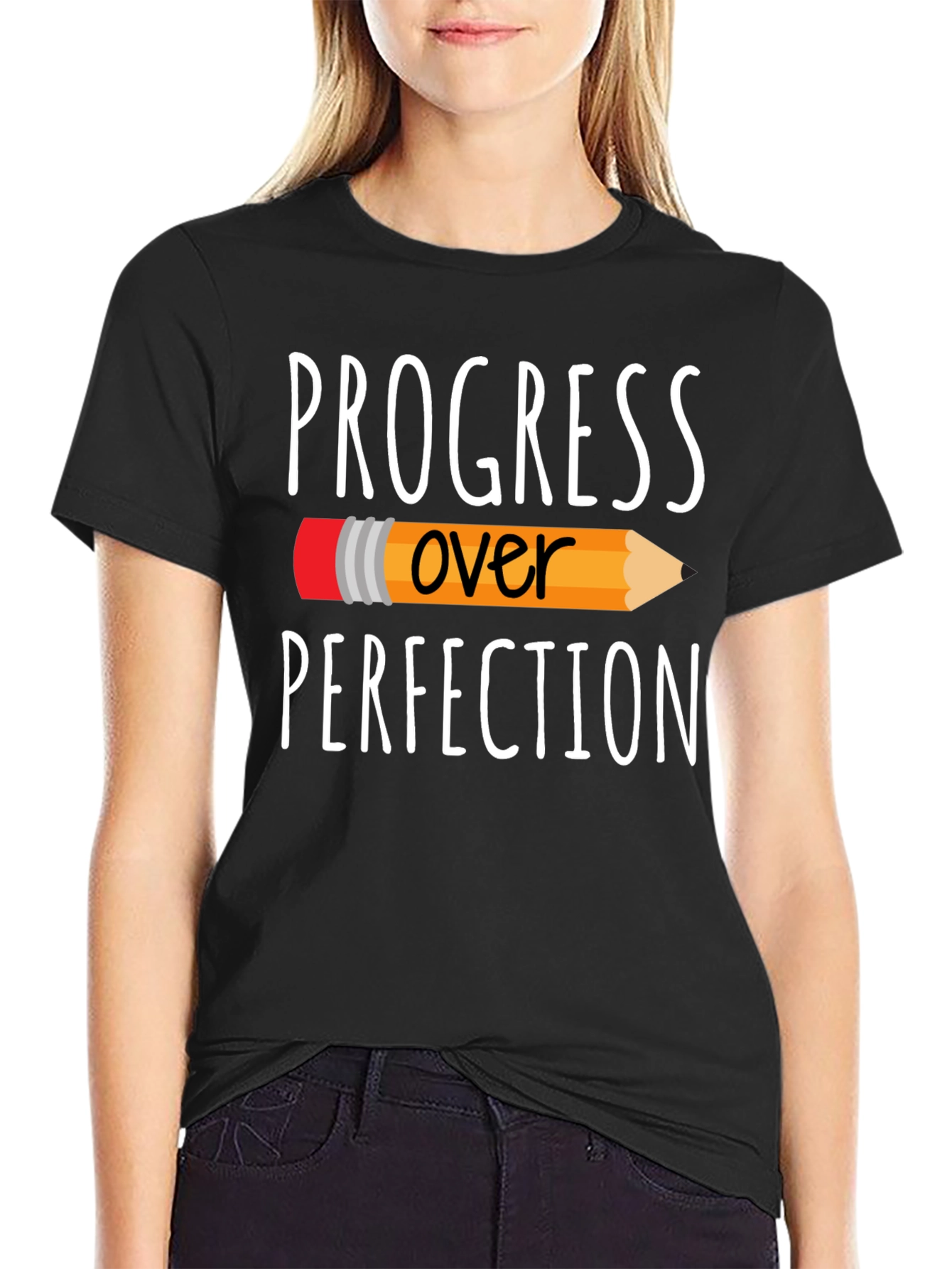 Progress Over Perfection Graphic Tee - Black T-Shirt