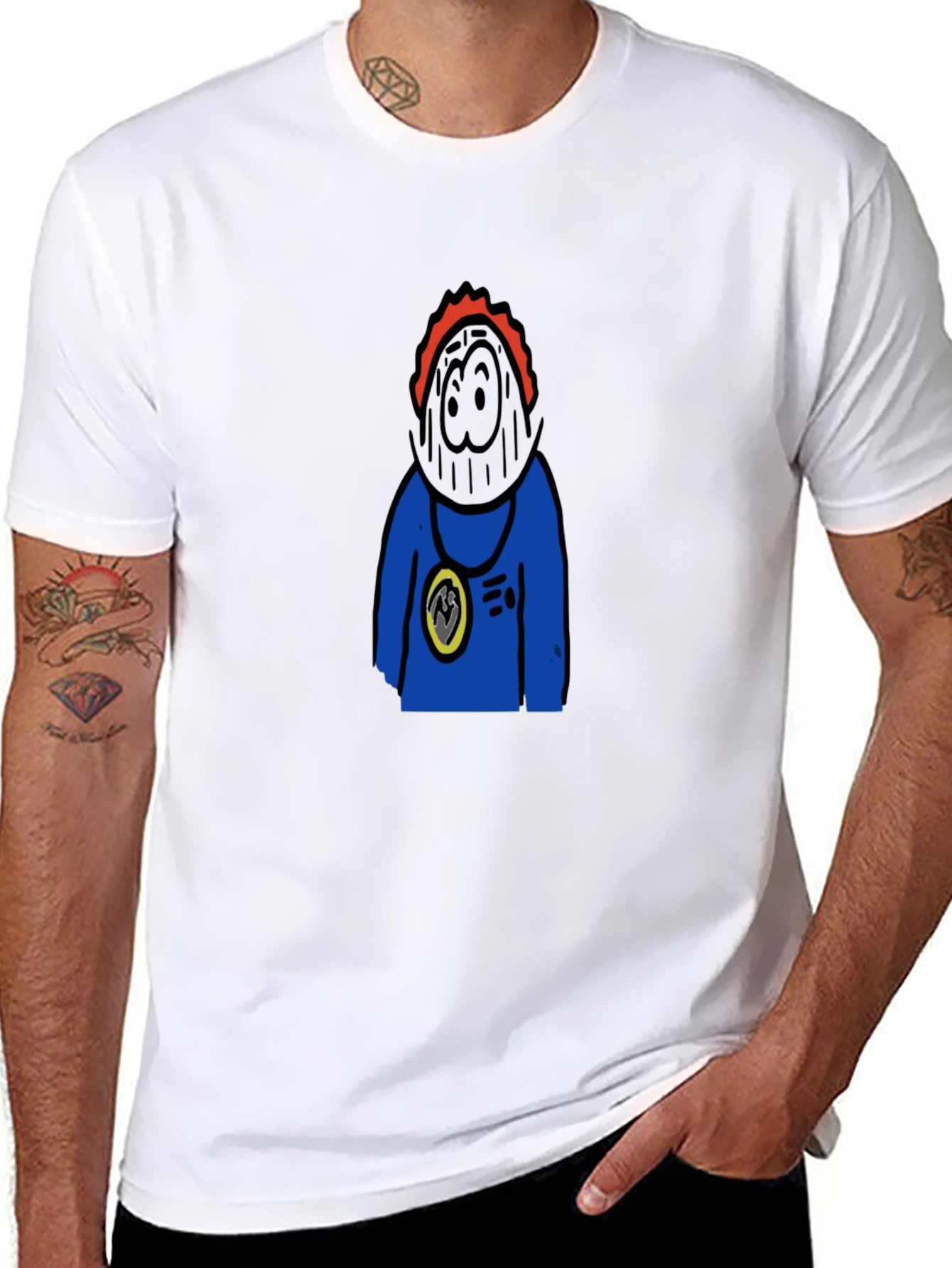 Cartoon Character Graphic Tee - Black