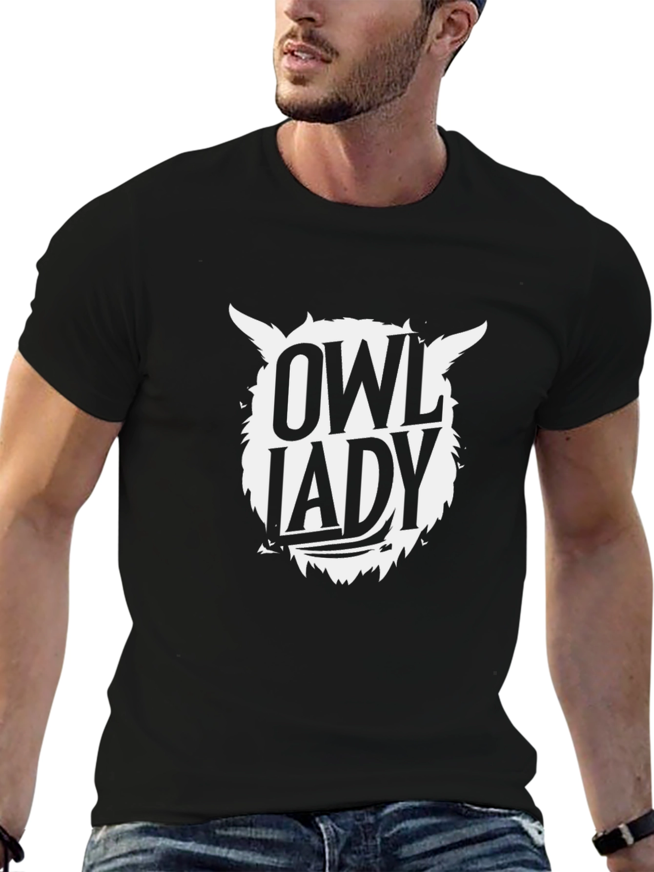 Owl Lady Graphic Tee - Black T-Shirt