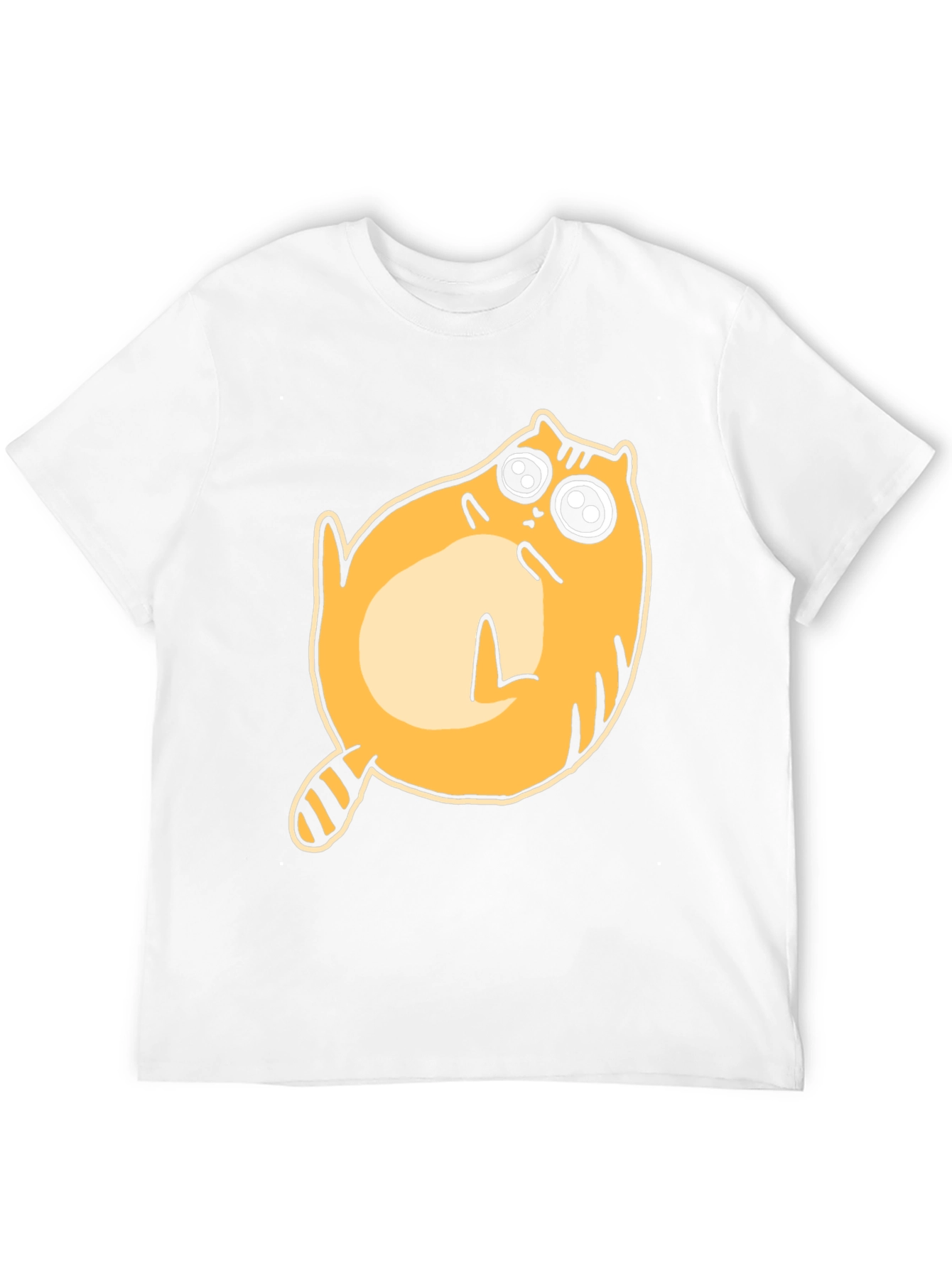 Cartoon Cat Graphic T-Shirt - Black Crew Neck Tee