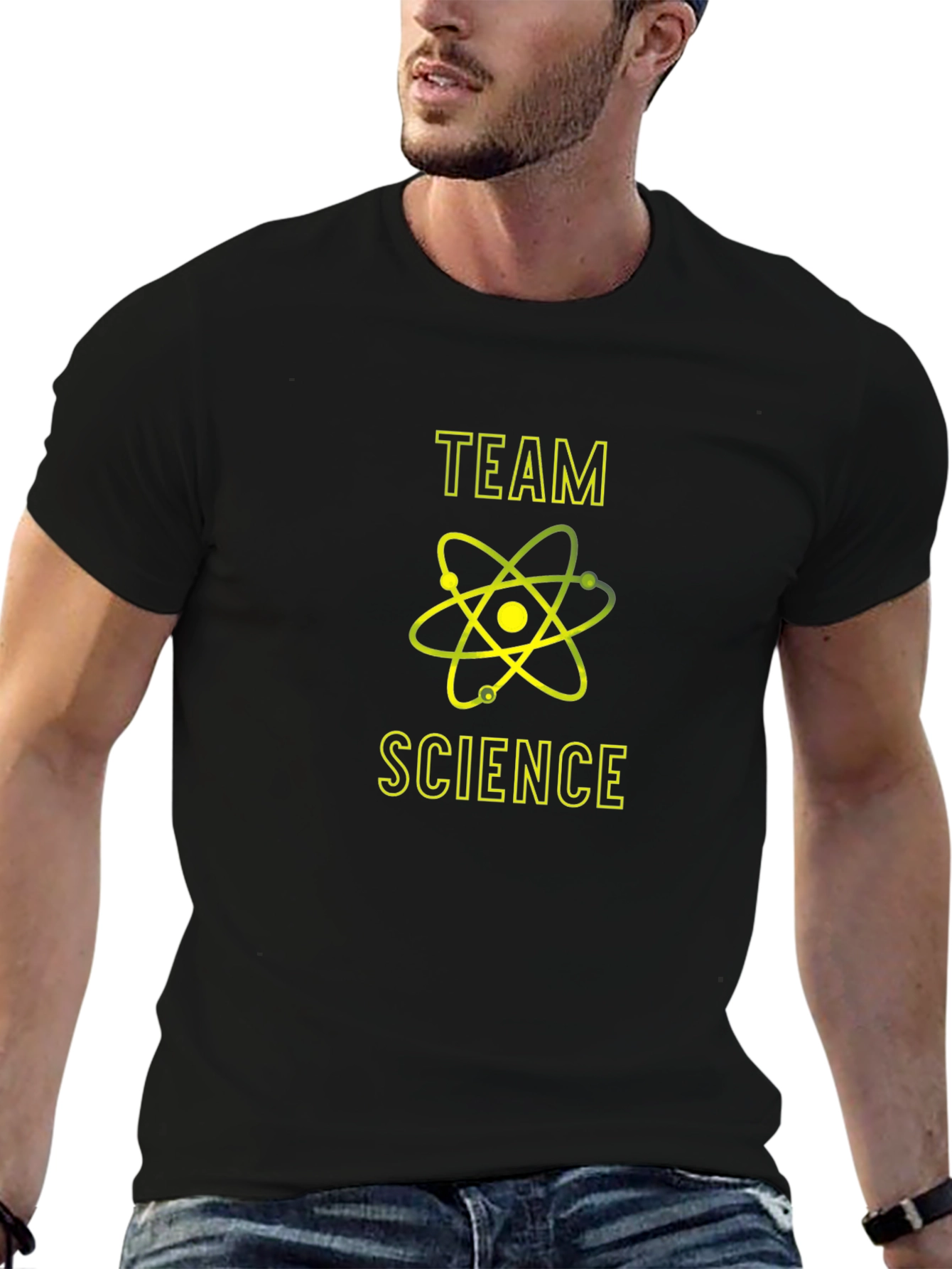 Team Science Graphic T-Shirt - Black Crew Neck Tee