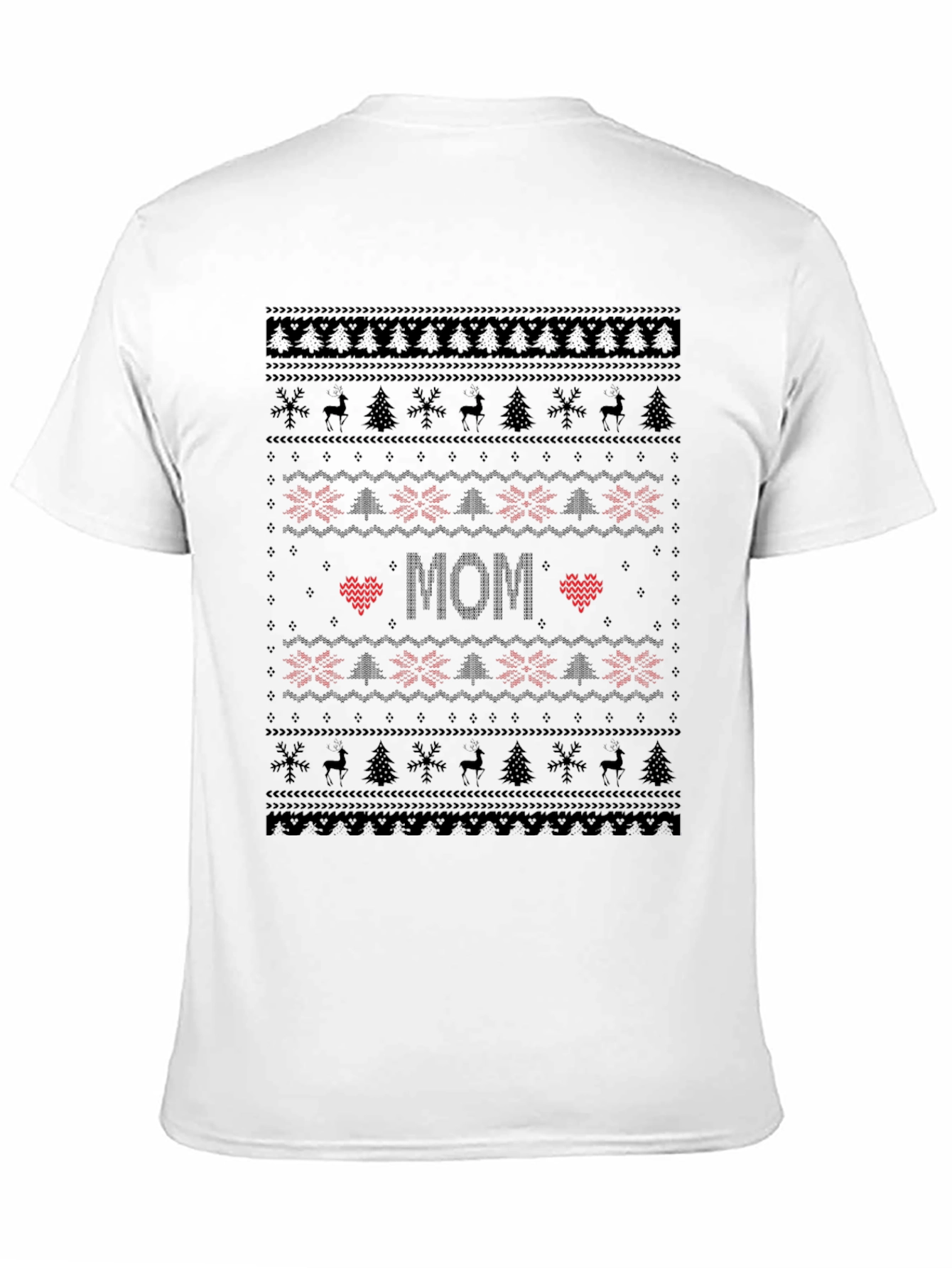 Mom Ugly Christmas Sweater Style Black T-Shirt