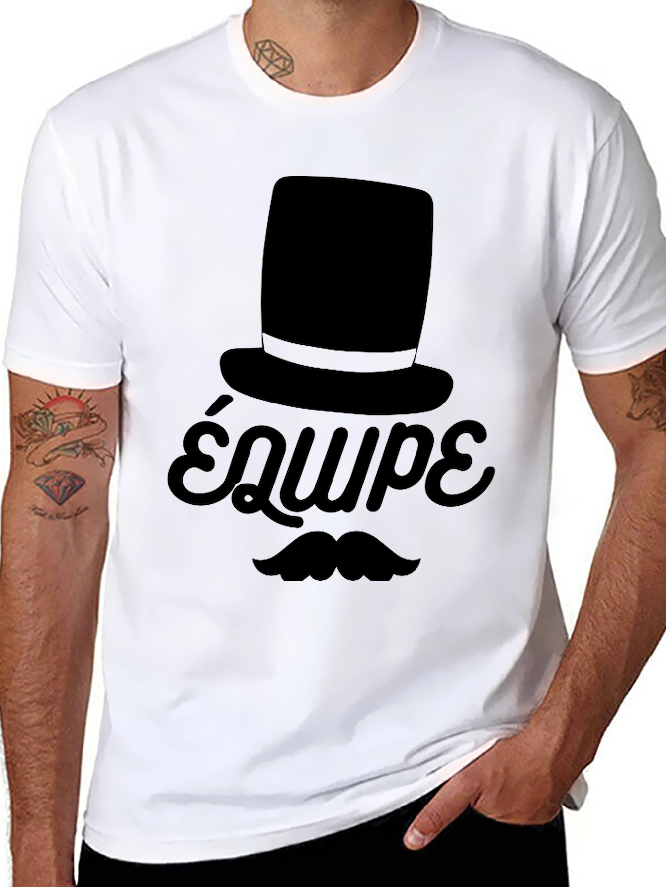 Top Hat & Moustache T-Shirt - Équipe
